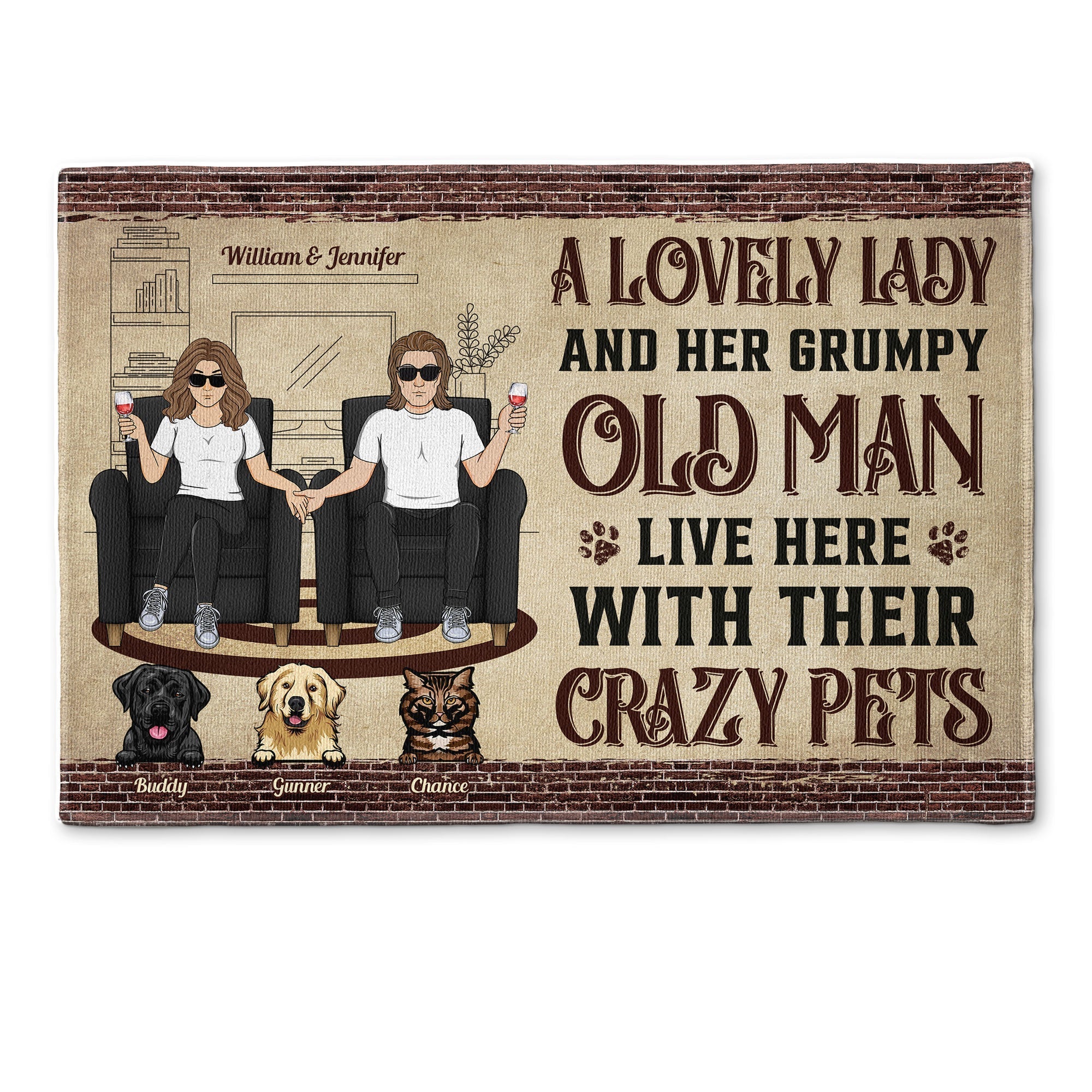 A Lovely Lady And Her Grumpy Old Man Live Here - Personalized Doormat