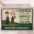 An Old Farmer And The Best Harvest Of His Life Live Here - Personalized Doormat