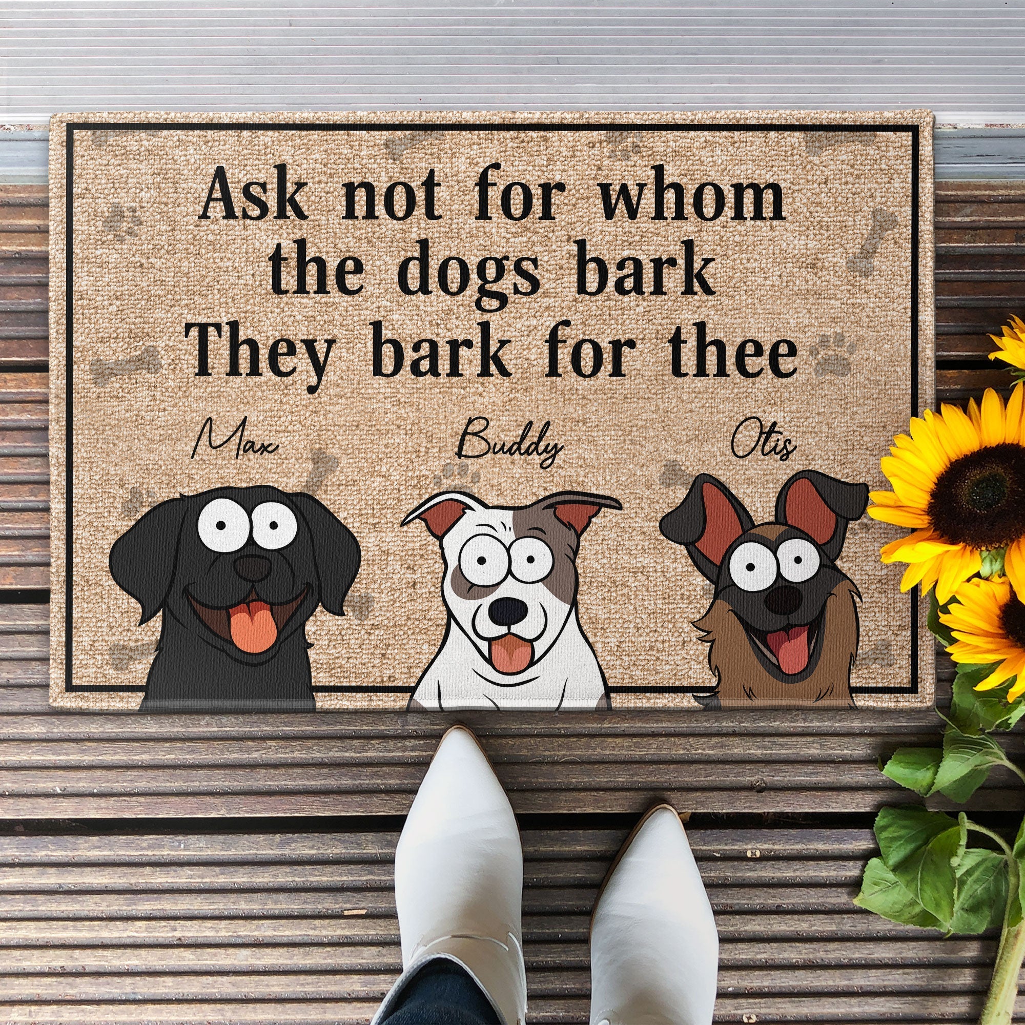 Ask Not For Whom The Dog Barks - Personalized Doormat