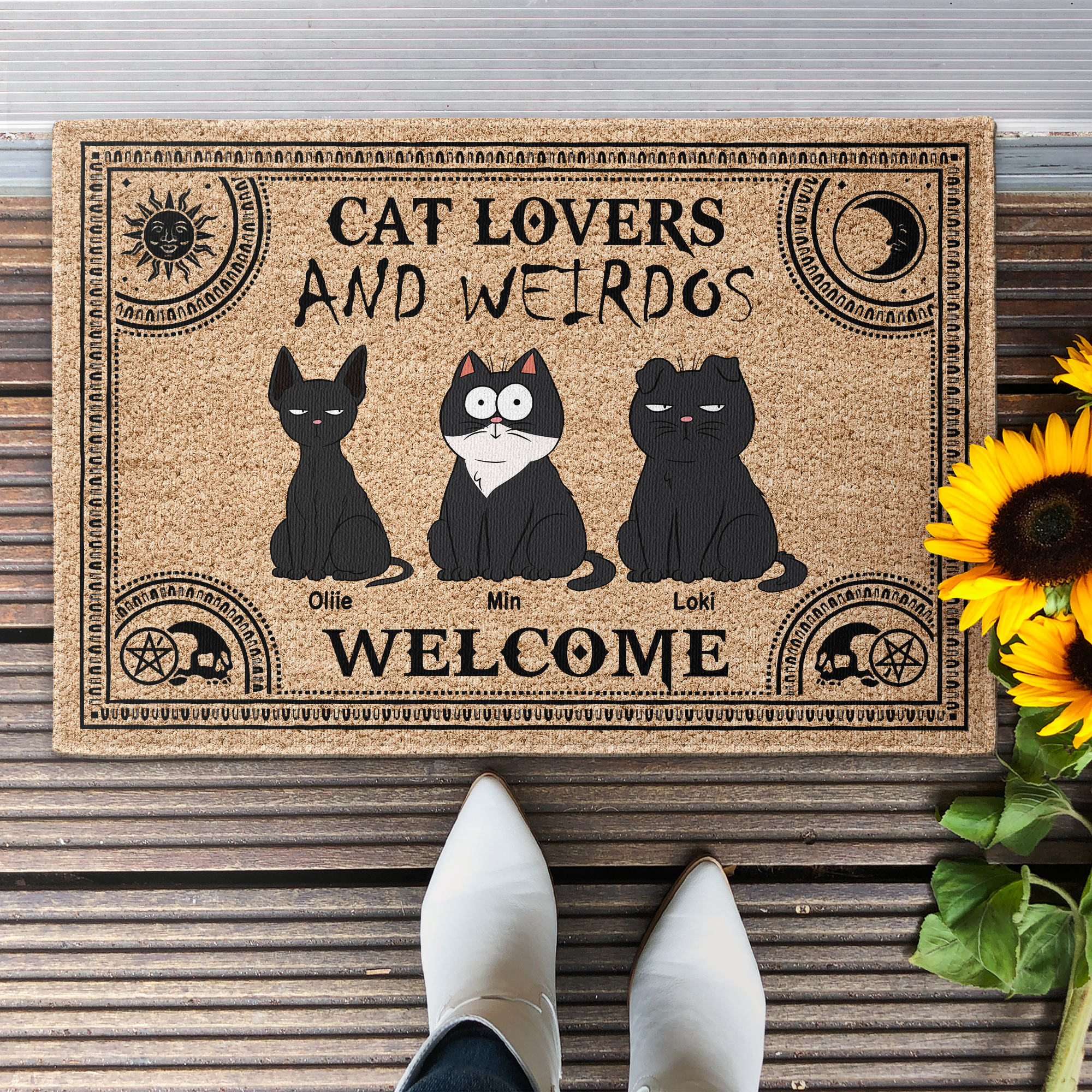 Cat Lovers & Weirdos Welcome - Personalized Doormat