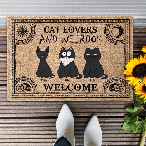 Cat Lovers & Weirdos Welcome - Personalized Doormat