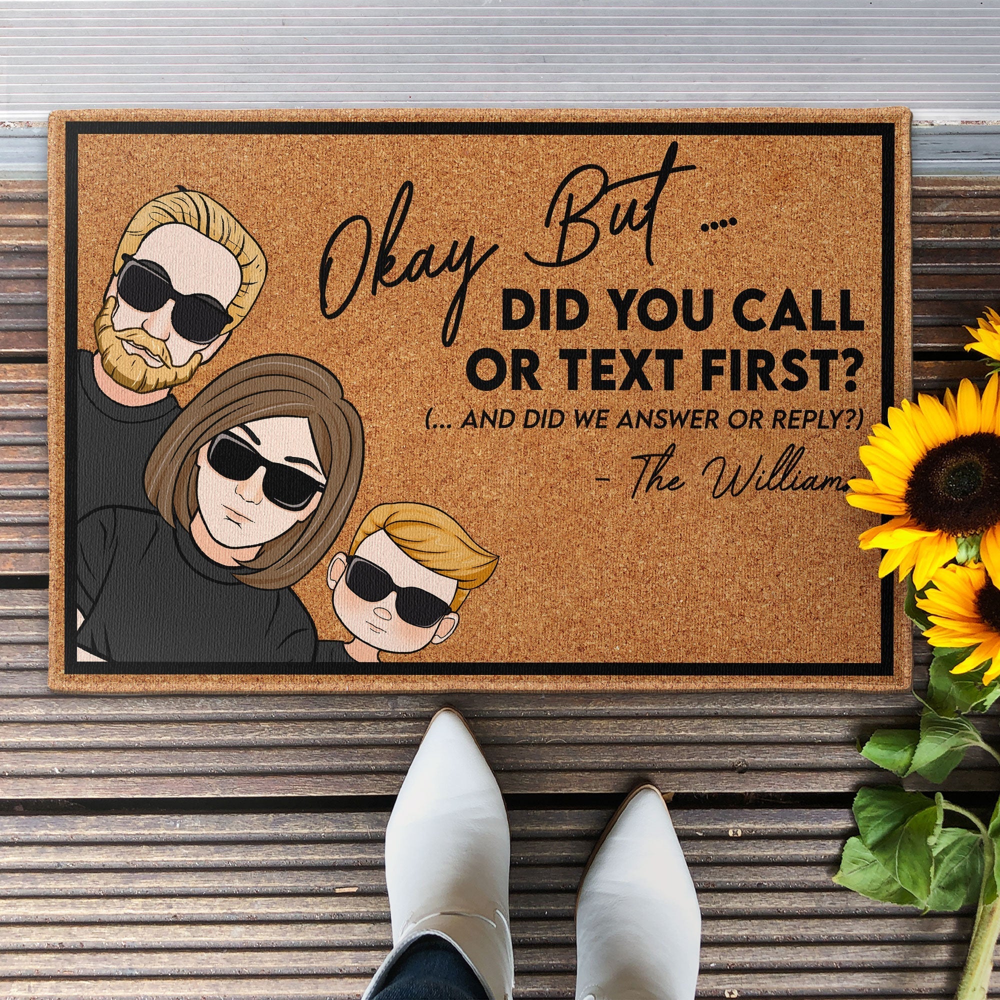 Father's Day Gifts, Did You Call Or Text First? - Personalized Doormat