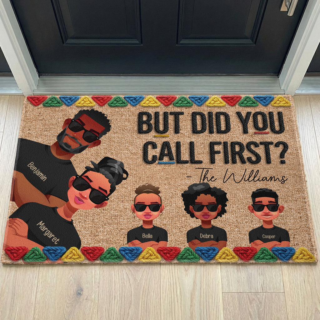 Dope Black Family 3D Version Faux Pattern - Personalized Doormat
