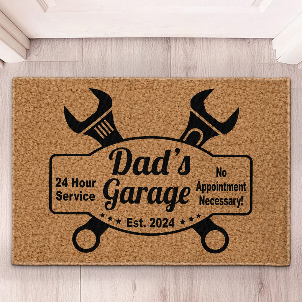 Father's Day Gift, Dad's Garage For Mechanic Dad, Dad Workshop - Personalized Doormat