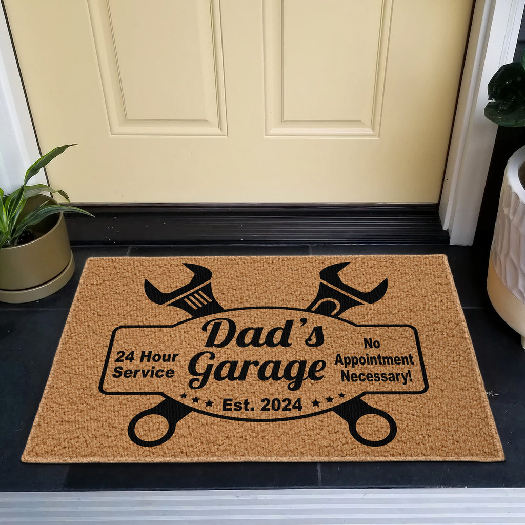 Father's Day Gift, Dad's Garage For Mechanic Dad, Dad Workshop - Personalized Doormat