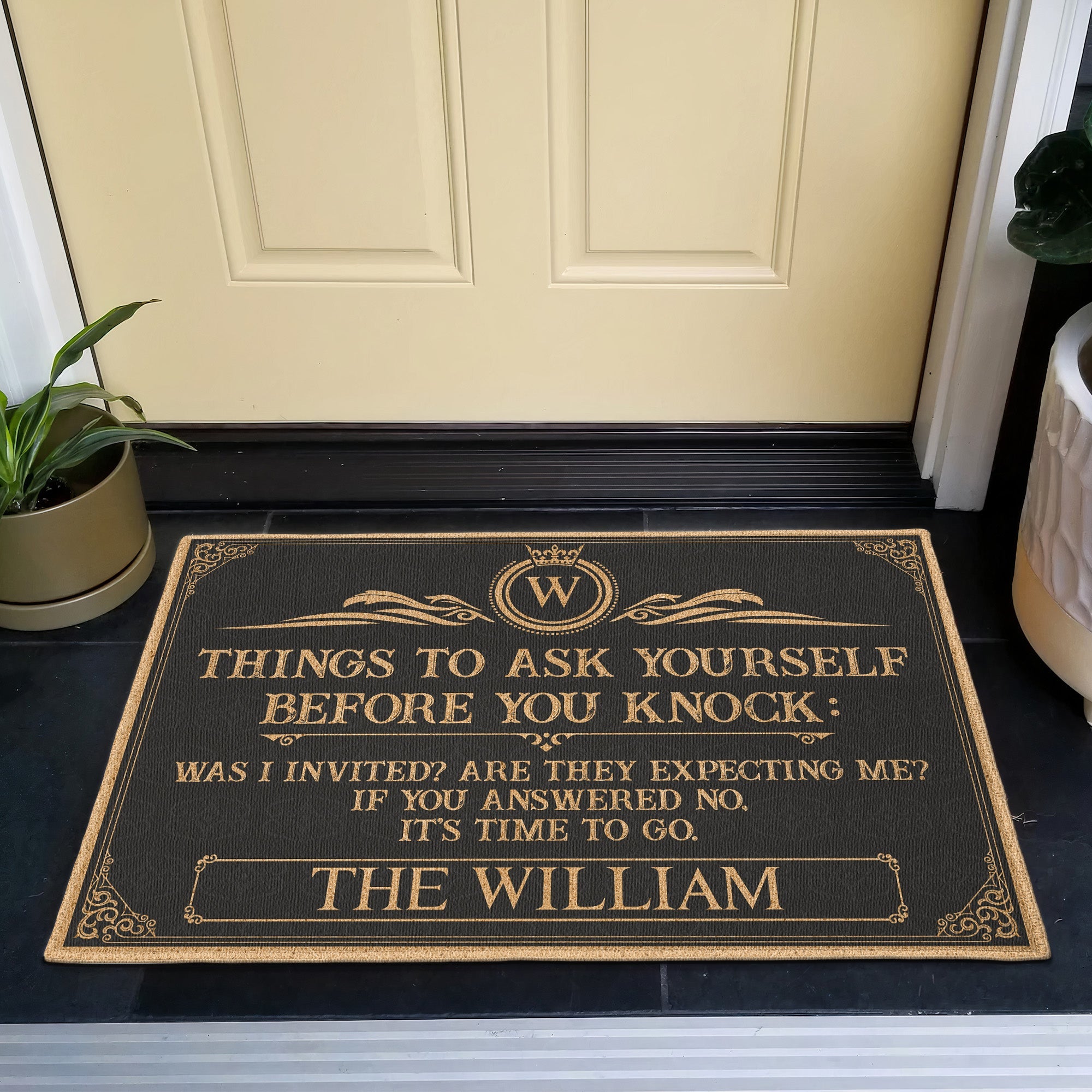 Funny Door Mat Sarcastic Welcome Mat Custom Family Name - Personalized Doormat