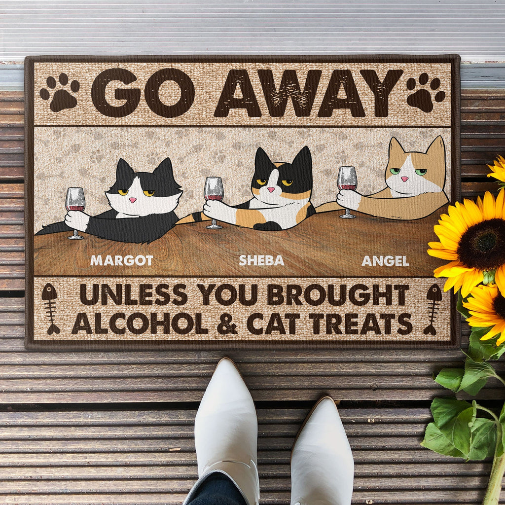 Go Away Unless You Brought Alcohol & Cat Treats - Personalized Doormat