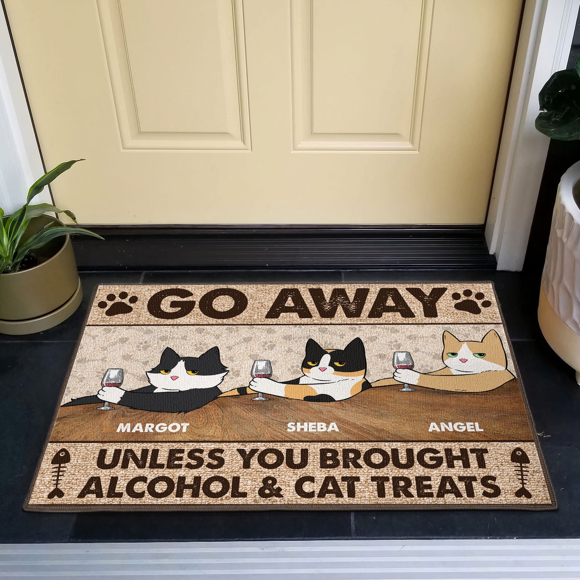 Go Away Unless You Brought Alcohol & Cat Treats - Personalized Doormat