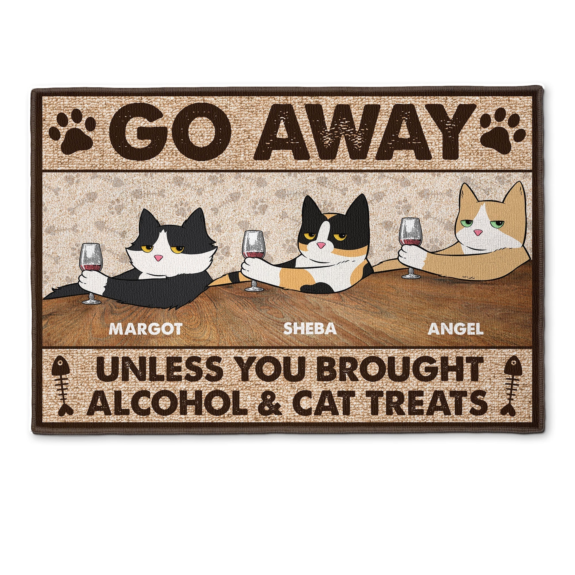 Go Away Unless You Brought Alcohol & Cat Treats - Personalized Doormat