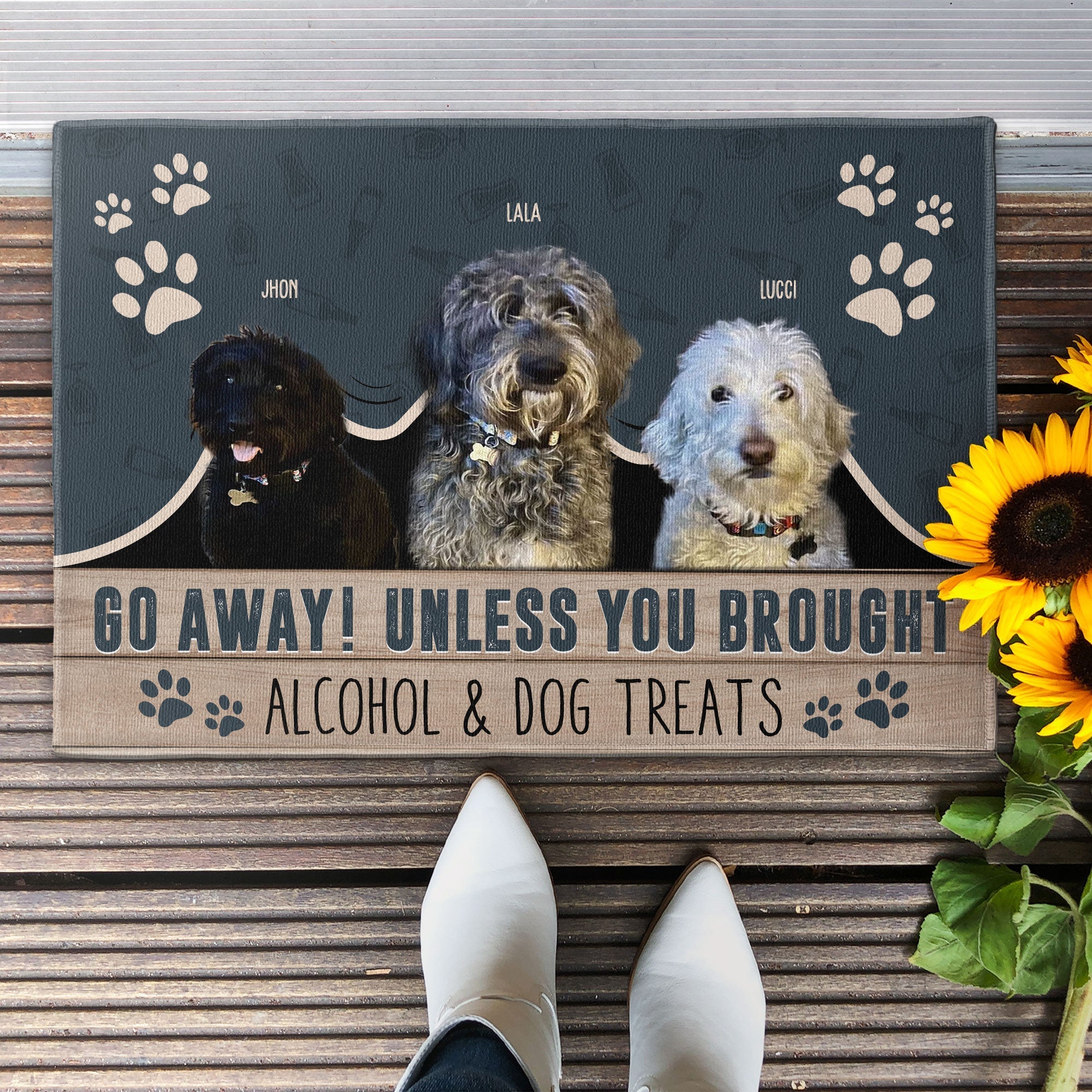 Go Away Unless You Brought Alcohol & Pet Treats - Personalized Photo Doormat