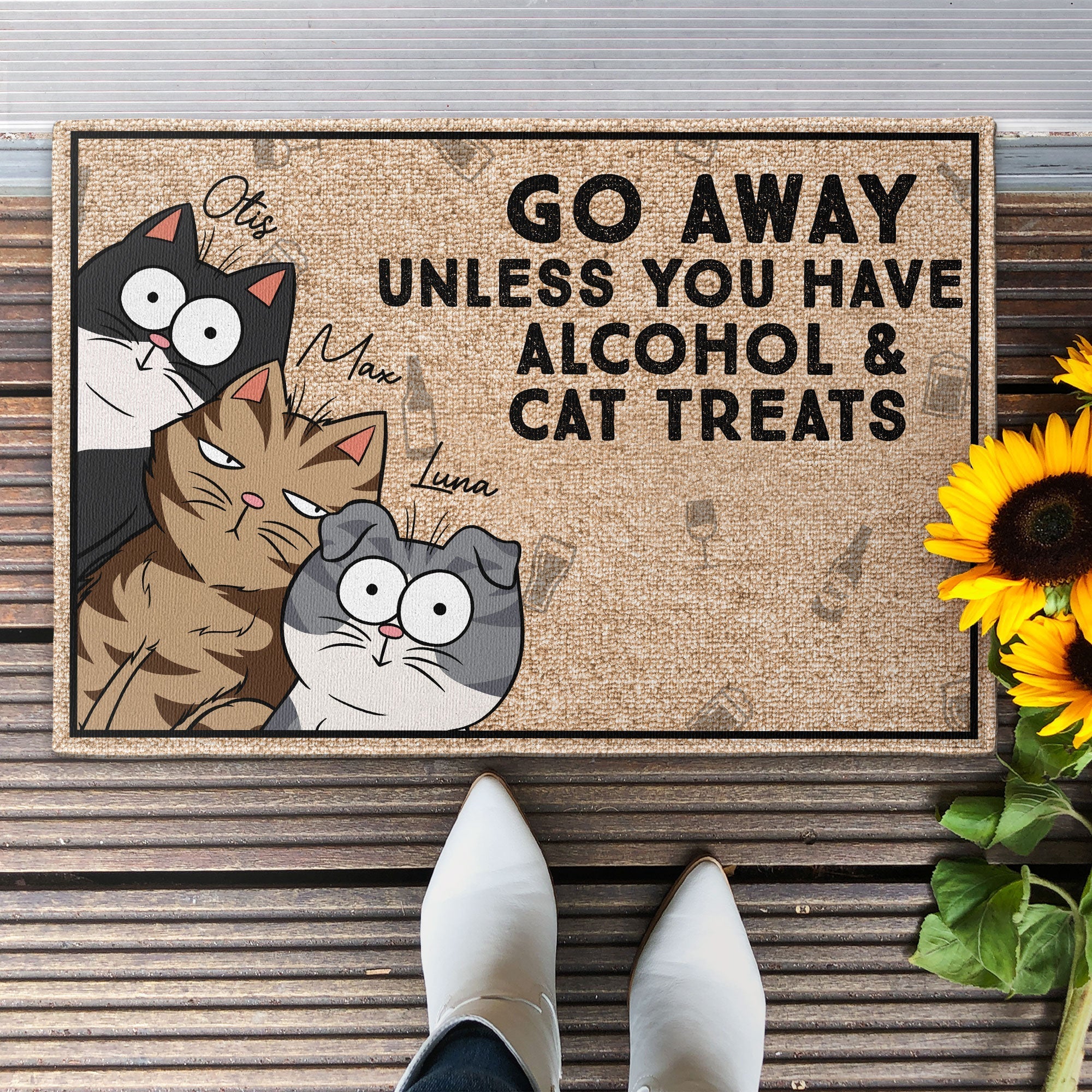 Go Away Unless You Have Alcohol & Cat Treats - Personalized Doormat