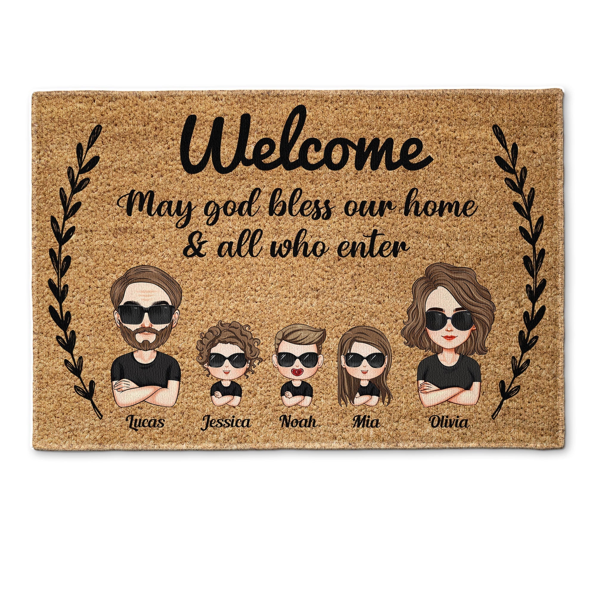 God Bless This Home And All Who Enter - Personalized Doormat