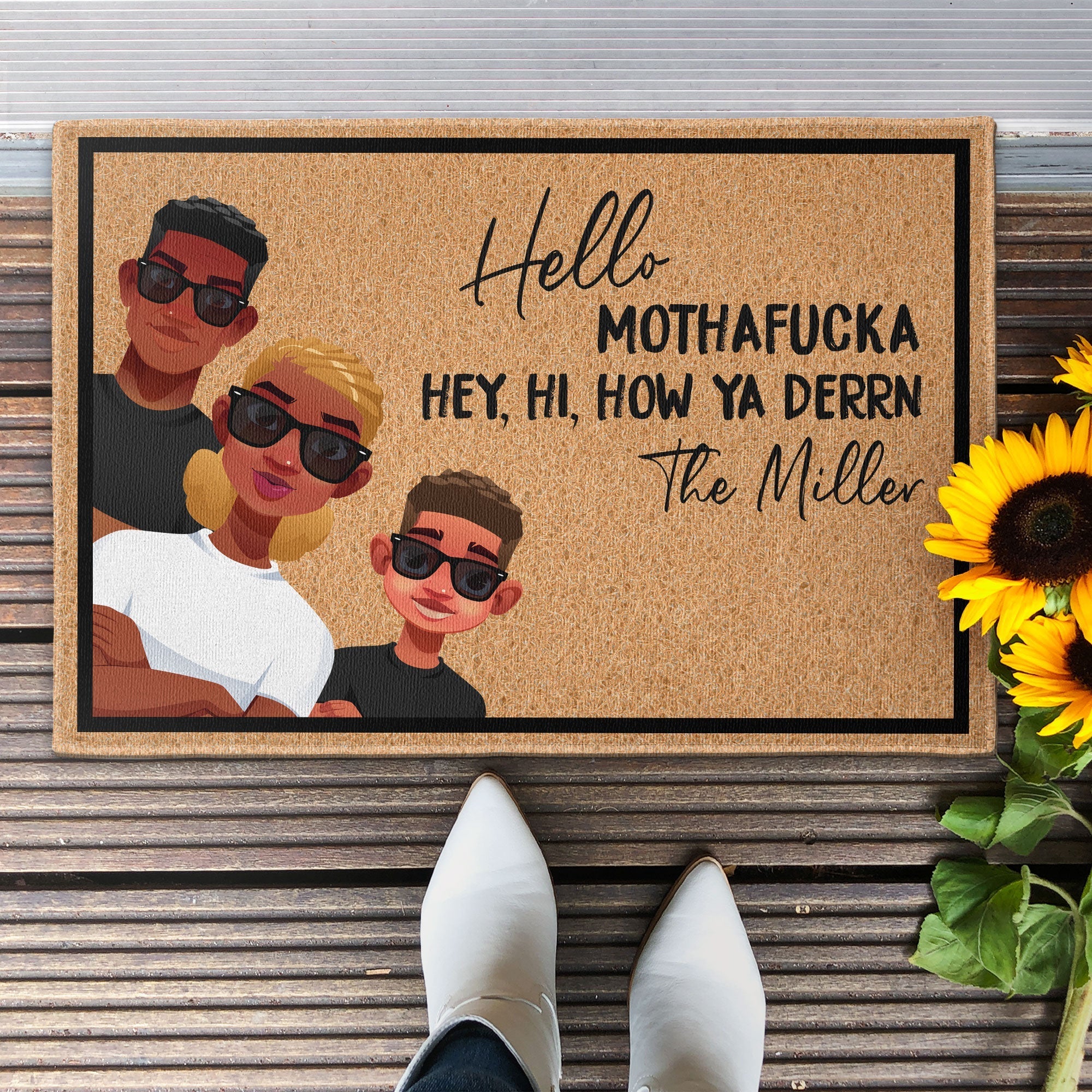 Hello Hey Hi How Ya Derrn - Personalized Doormat