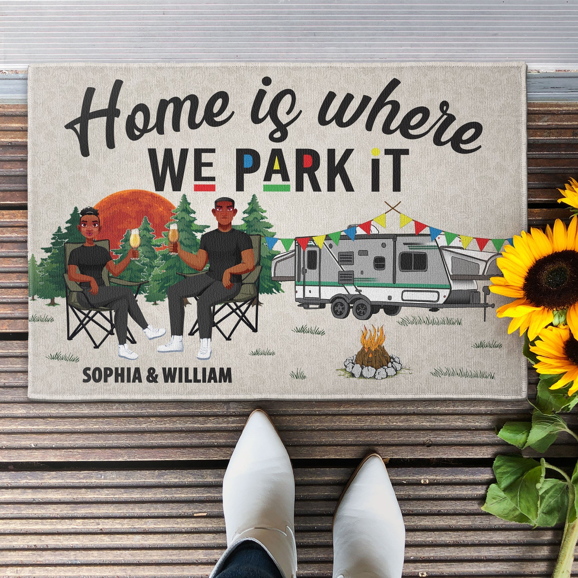 Home Is Where We Park It - Personalized Doormat