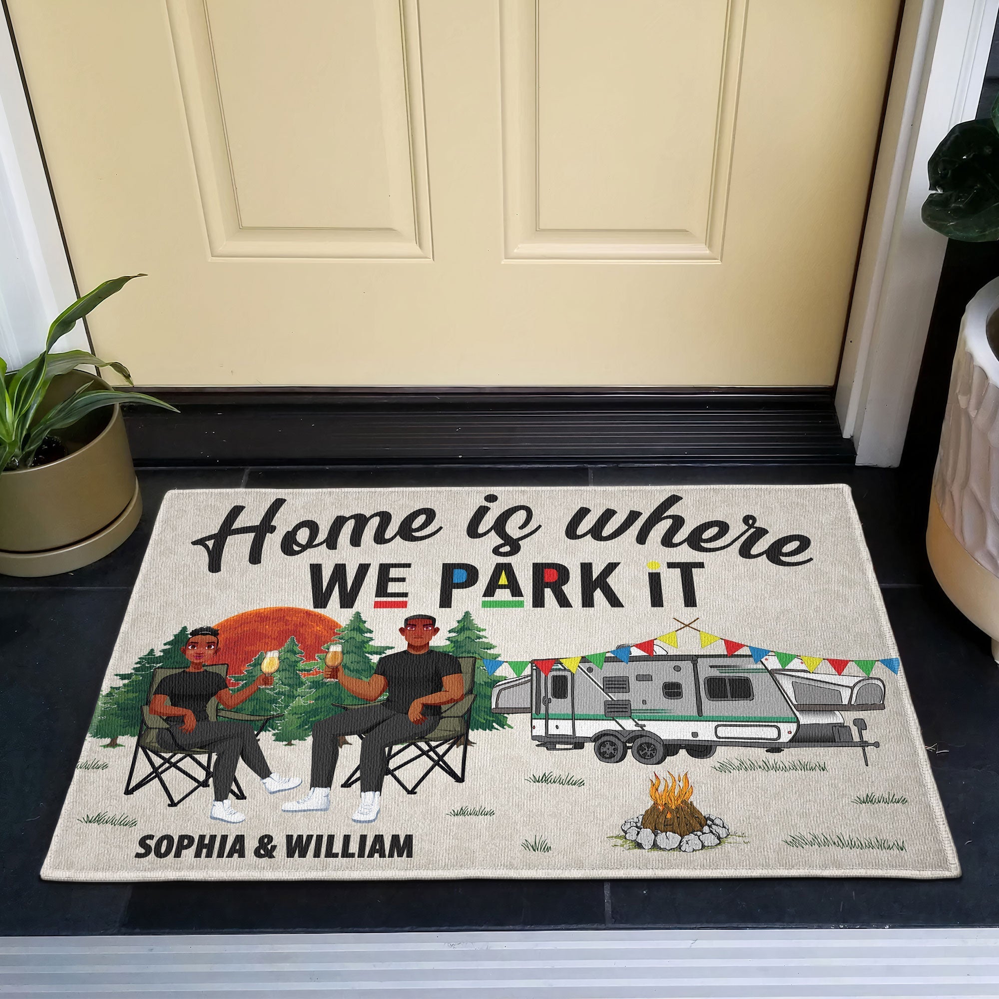 Home Is Where We Park It - Personalized Doormat