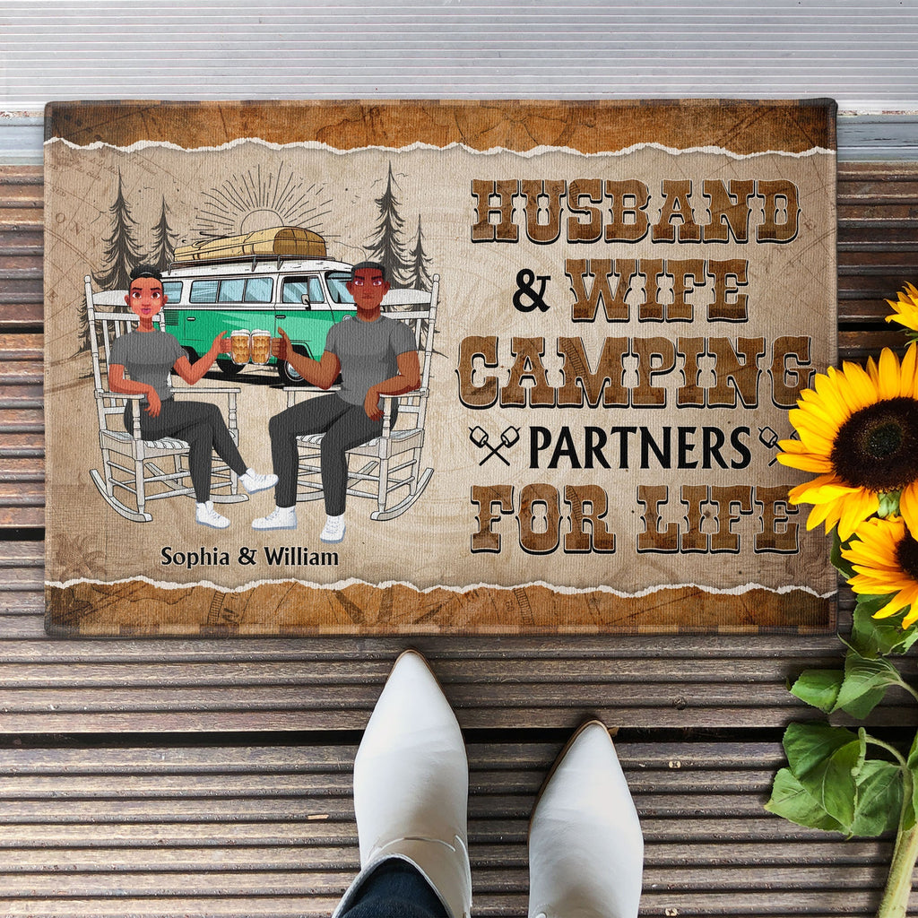 Husband And Wife Camping Partner For Life  - Personalized Doormat