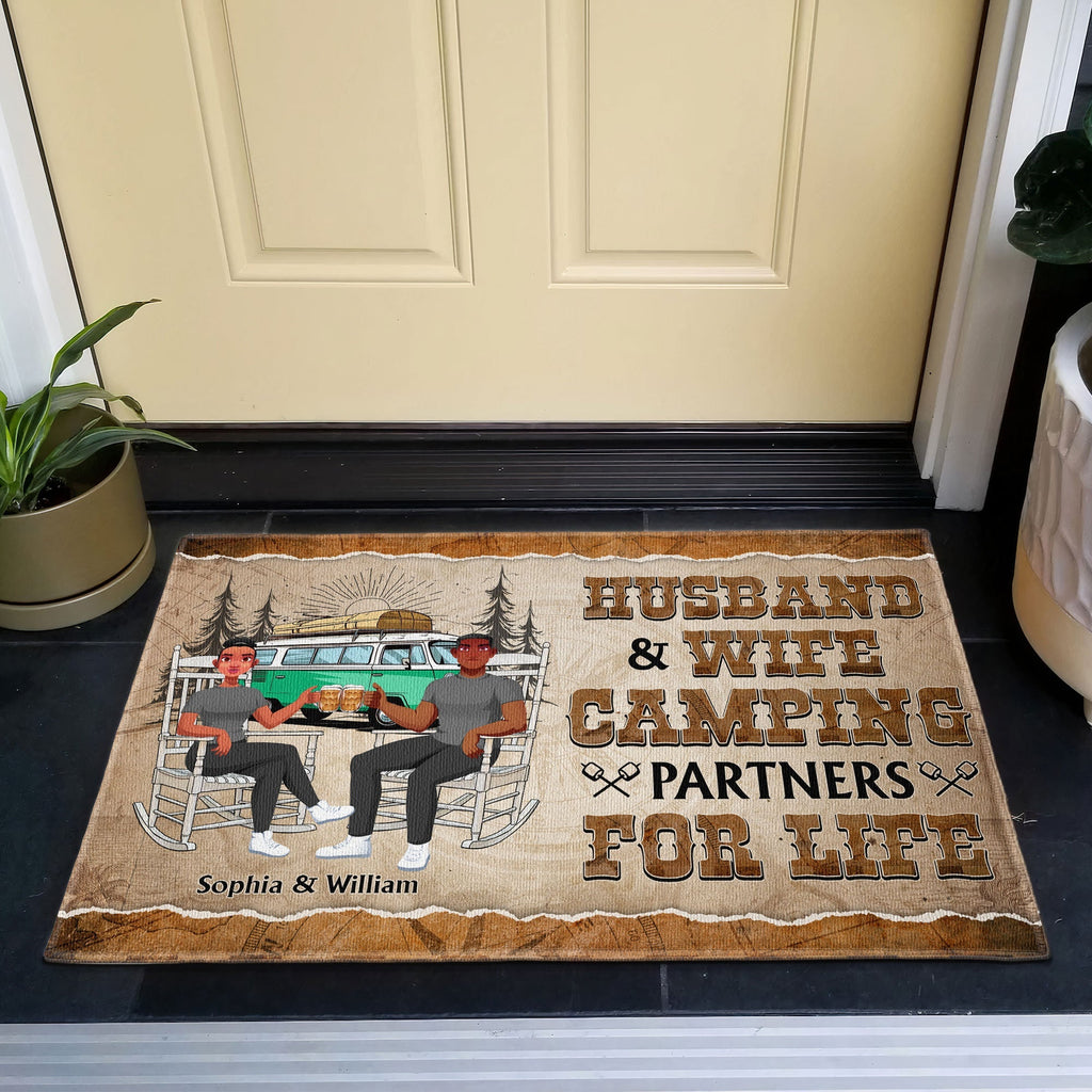 Husband And Wife Camping Partner For Life  - Personalized Doormat