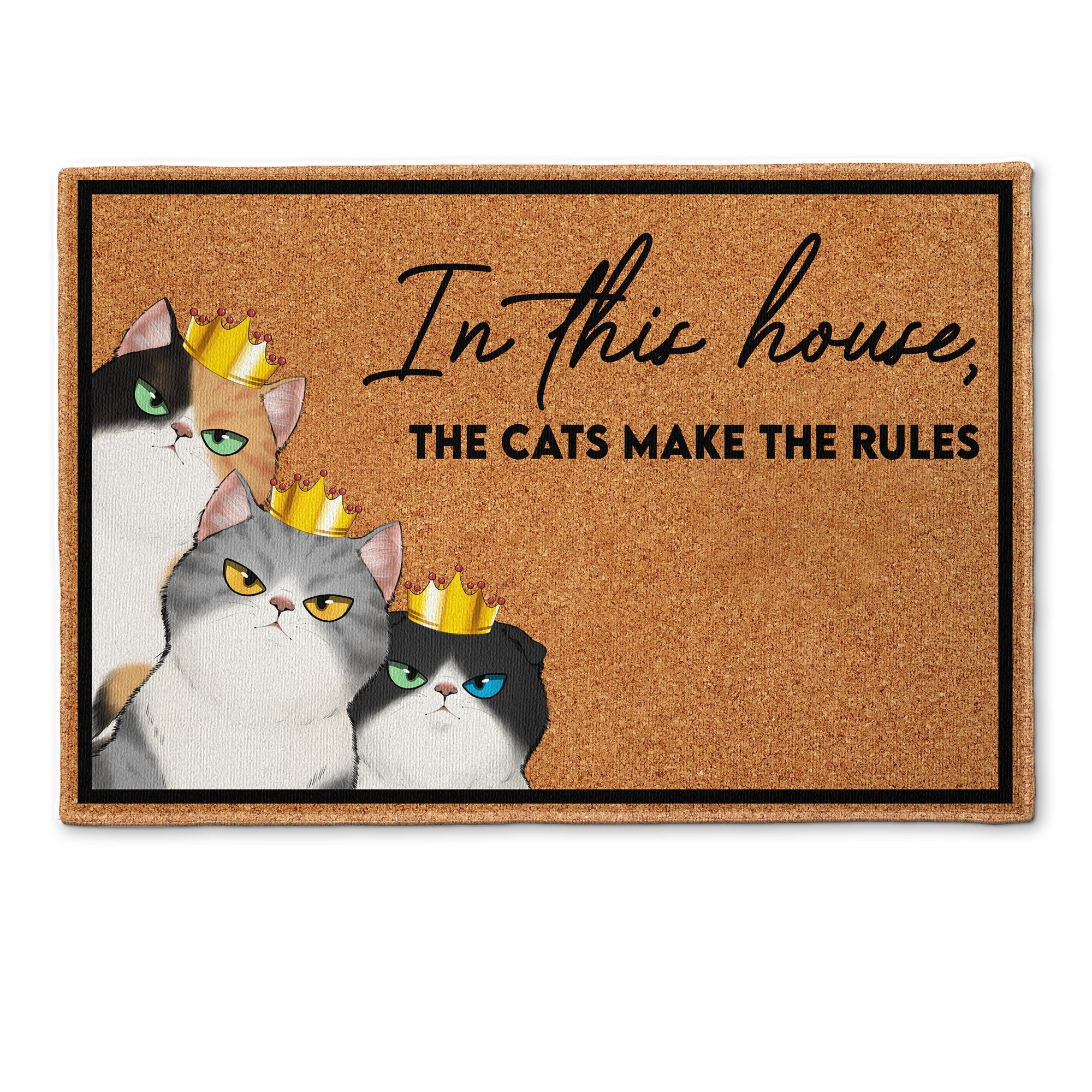 Father's Day Gifts, In This House The Cats Make The Rules - Personalized Doormat
