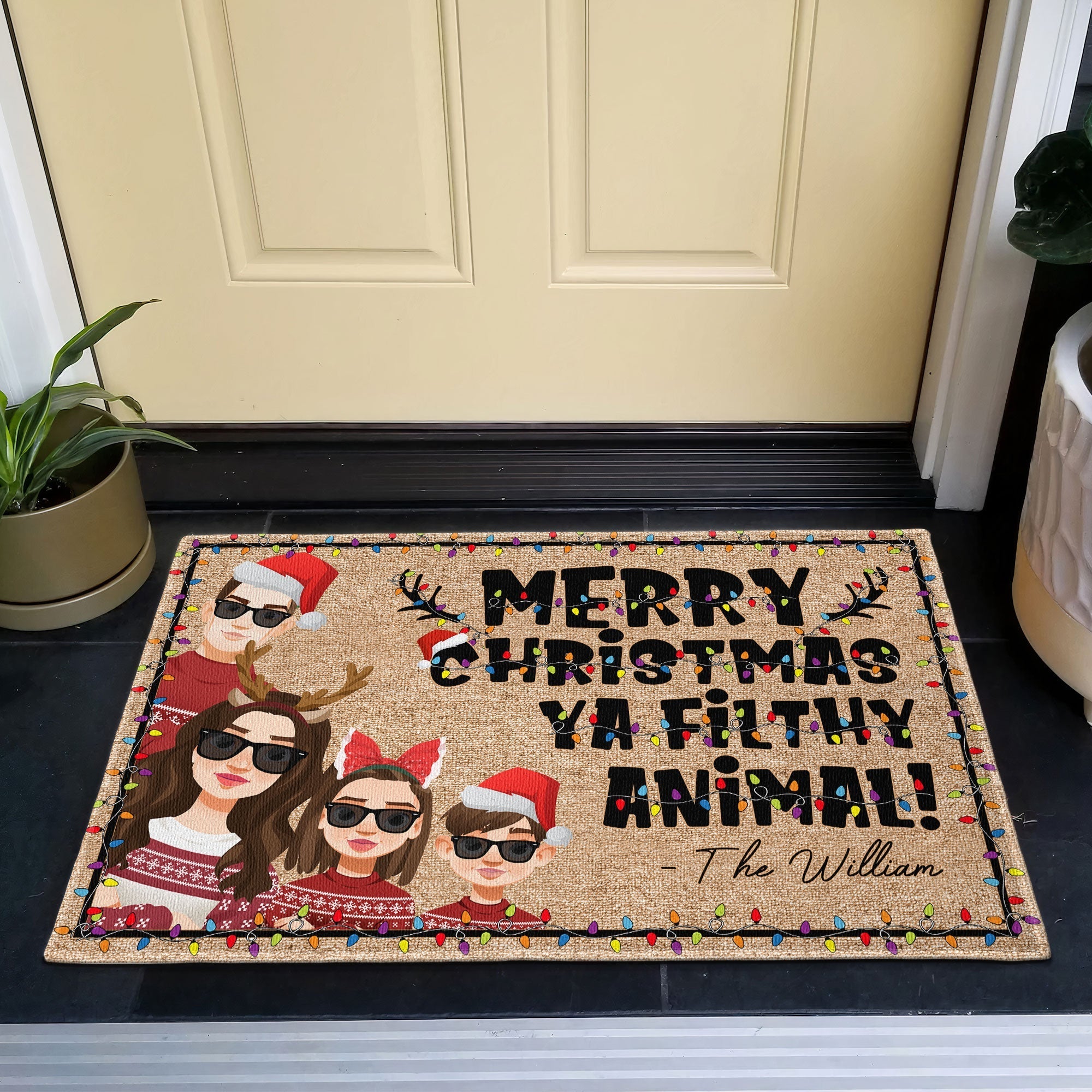 Merry Christmas Ya Filthy Animal! - Personalized Doormat
