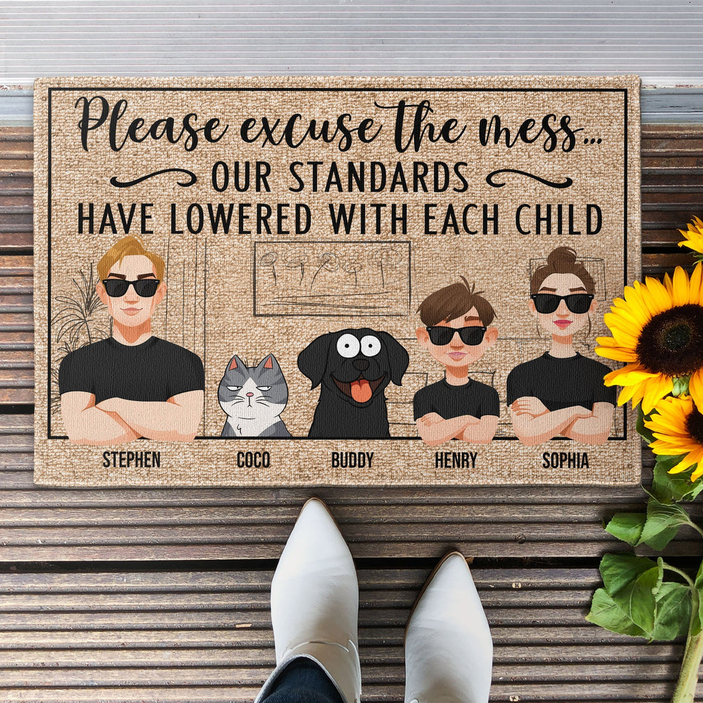 Our Standards Have Lowered With Each Child  - Personalized Doormat