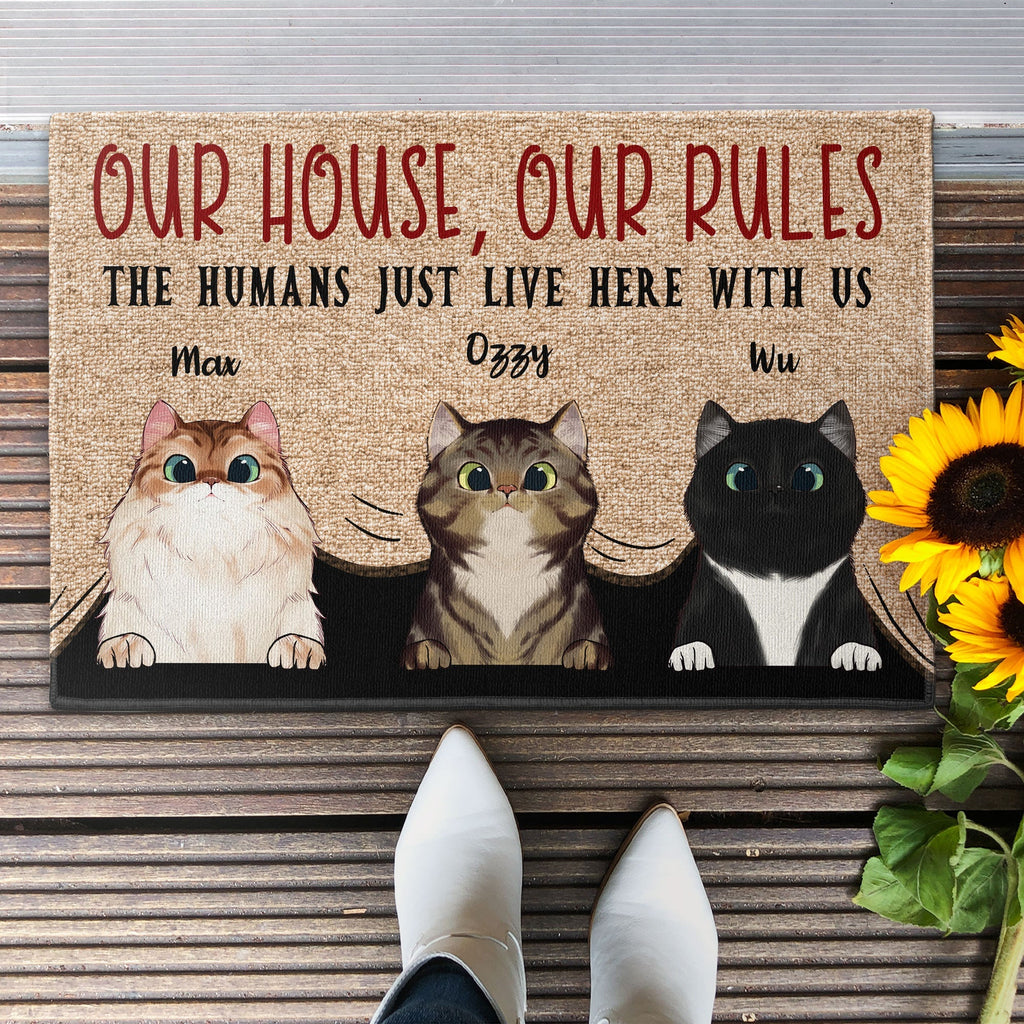 Our House Our Rules The Human Just Lives Here With Us - Personalized Doormat