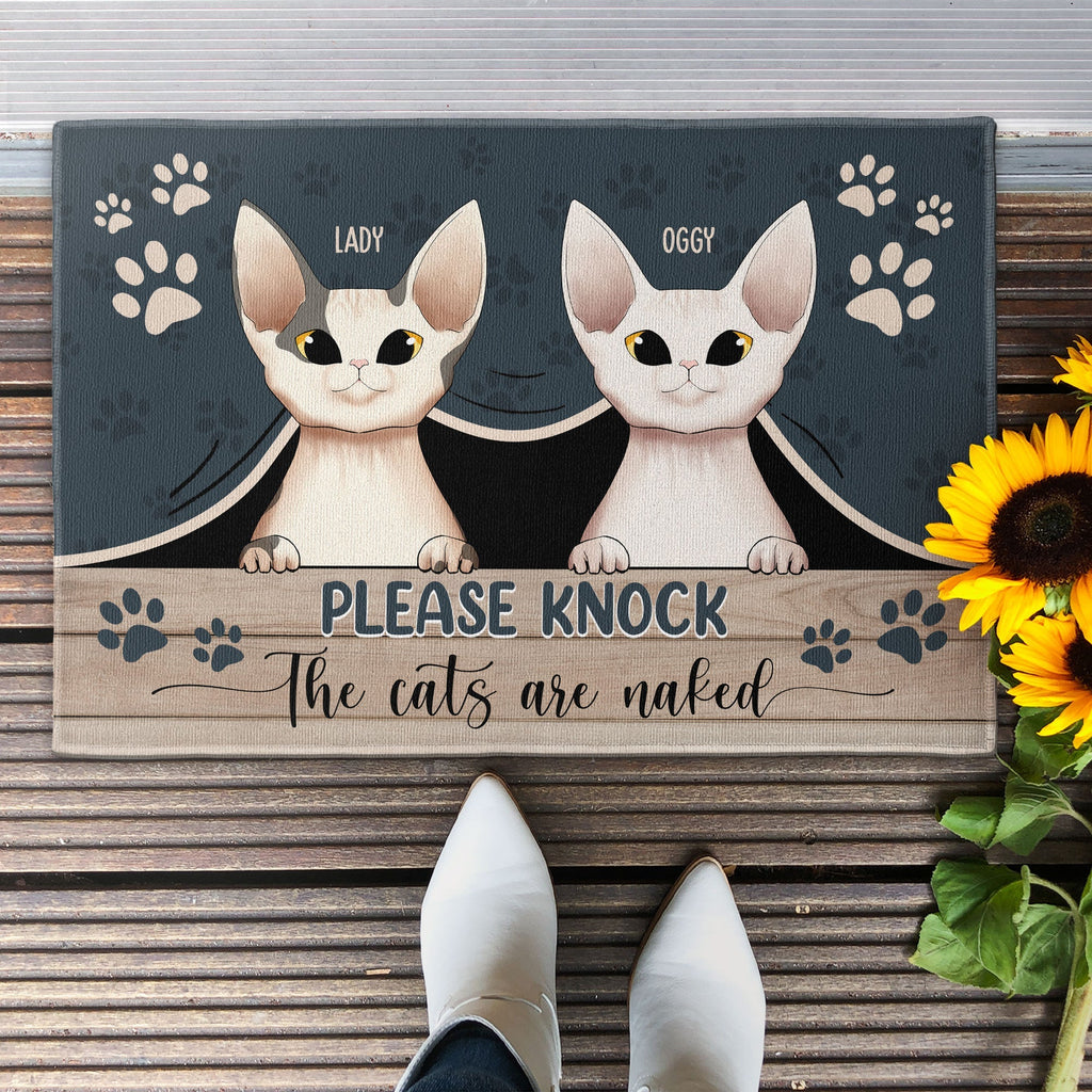 Father's Day Gifts, Please Knock The Pets Are Naked - Personalized Doormat
