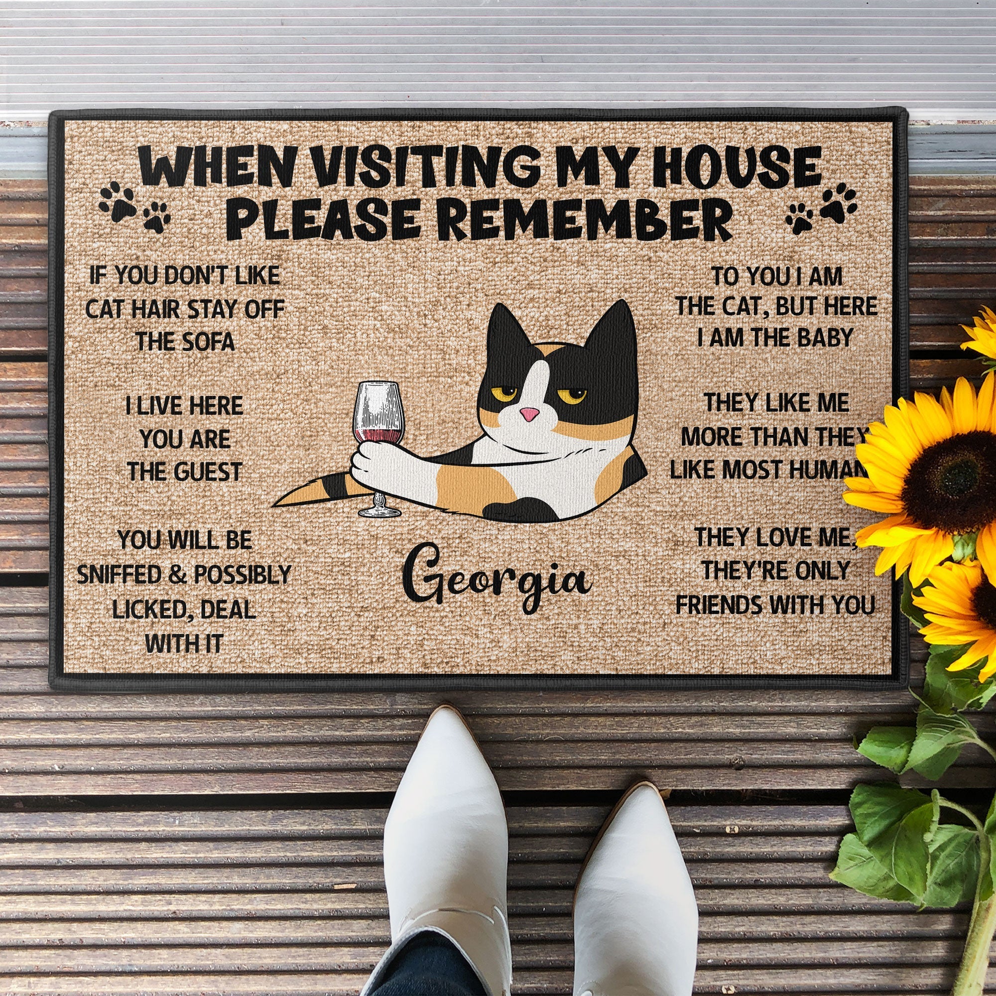 Please Remember When Visiting Cats House - Personalized Doormat