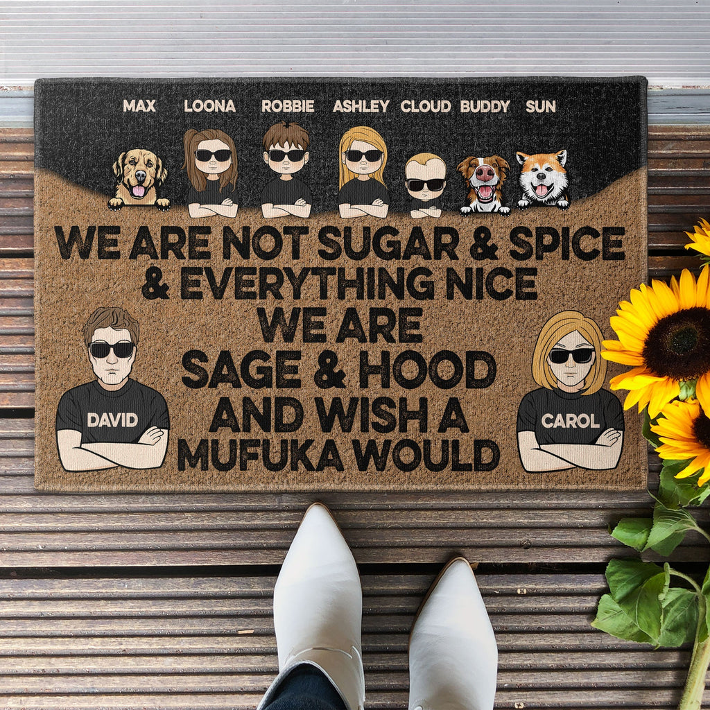 Sage And Hood - Personalized Doormat - Birthday, Funny , Housewarming Gift For Family, Dog Lover, Dog Owner