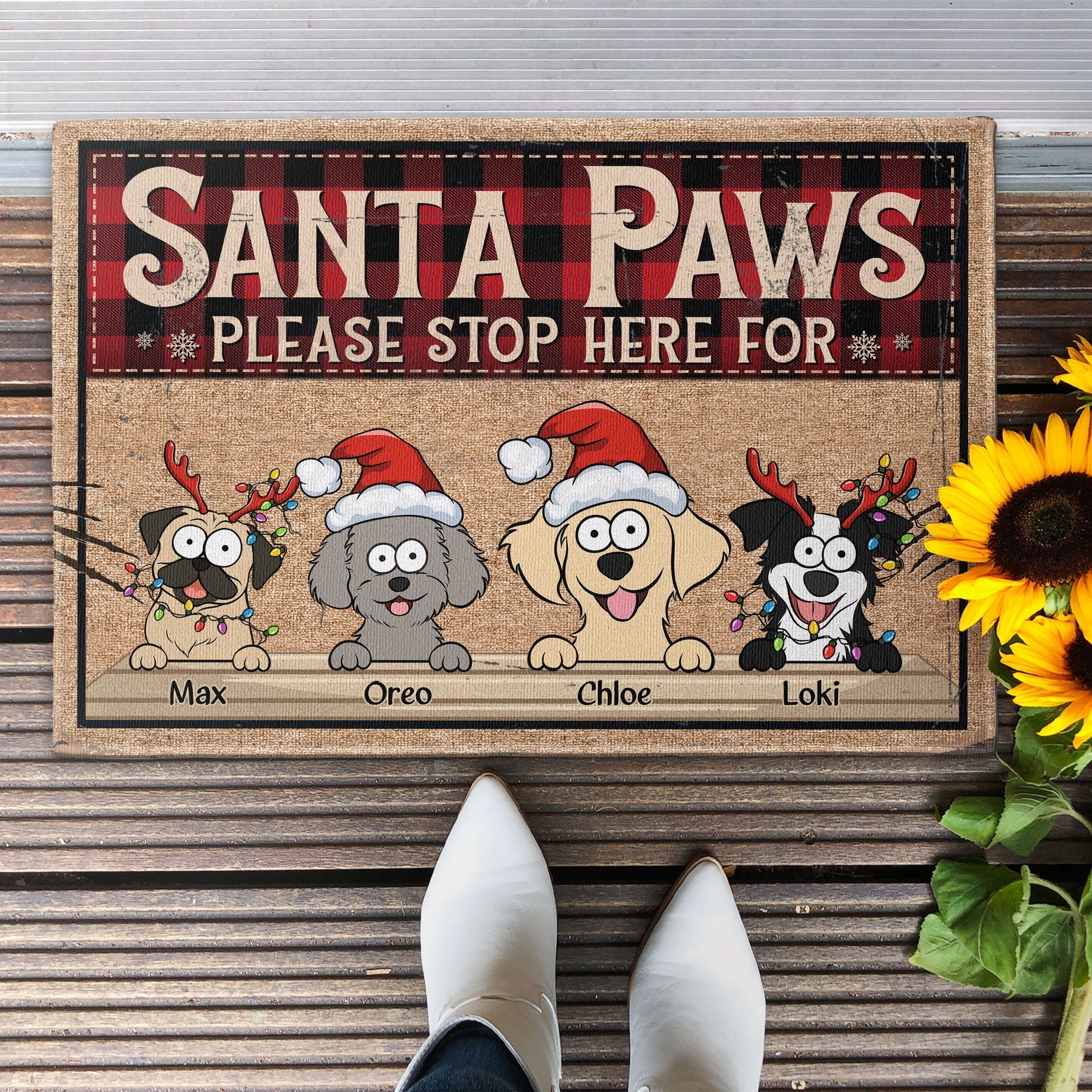 Santa Paws Please Stop Here For - Personalized Doormat