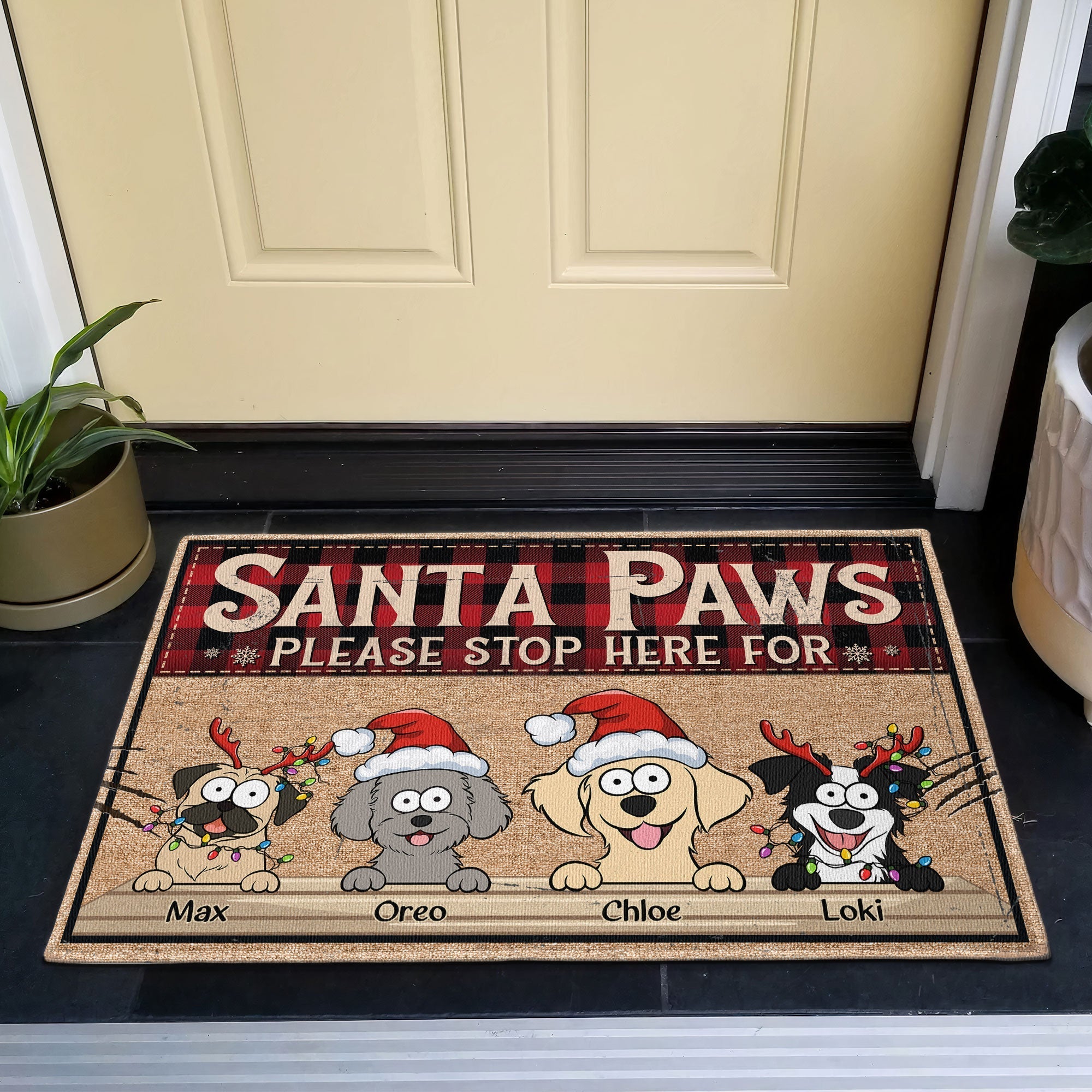 Santa Paws Please Stop Here For - Personalized Doormat