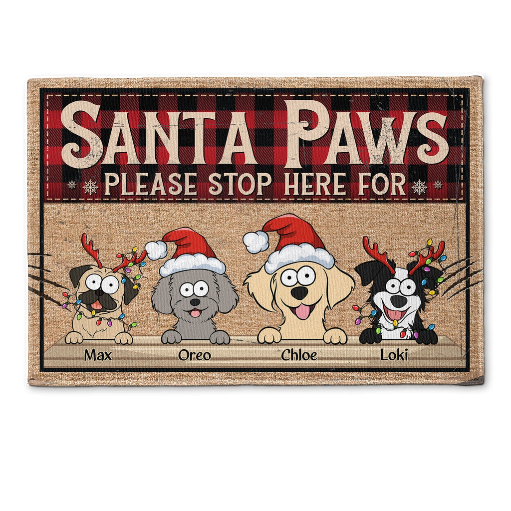 Santa Paws Please Stop Here For - Personalized Doormat