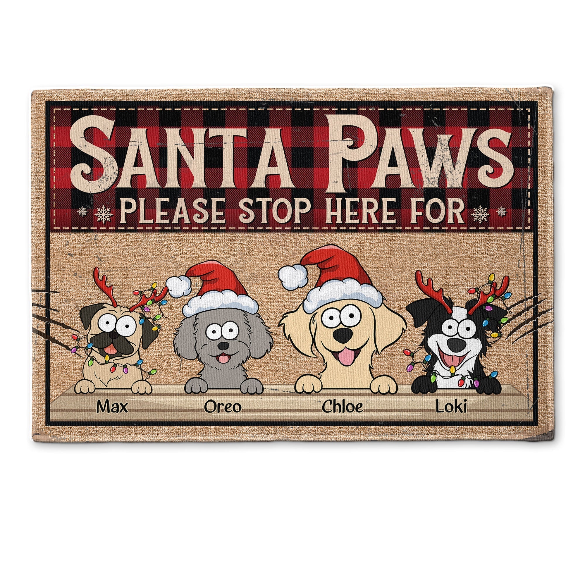 Santa Paws Please Stop Here For - Personalized Doormat