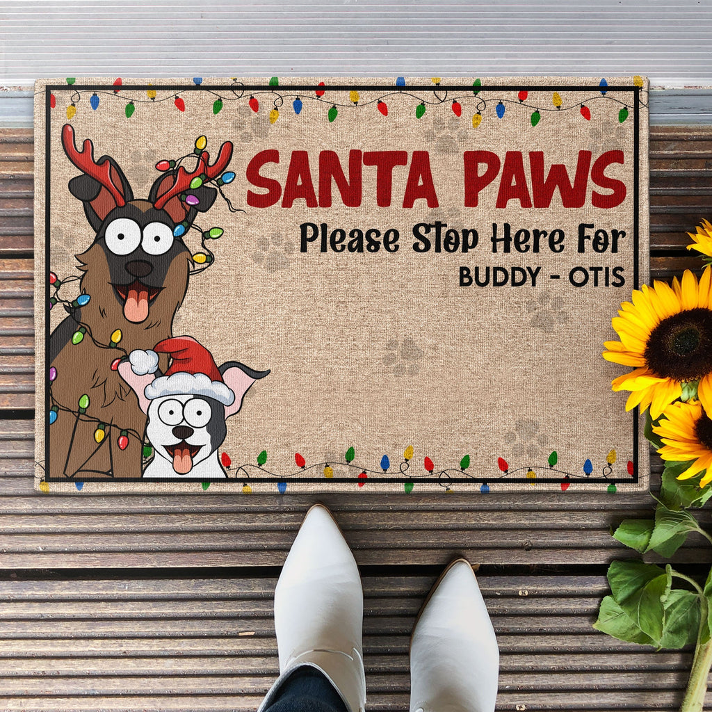 Santa Paws Please Stop Here For - Personalized Doormat