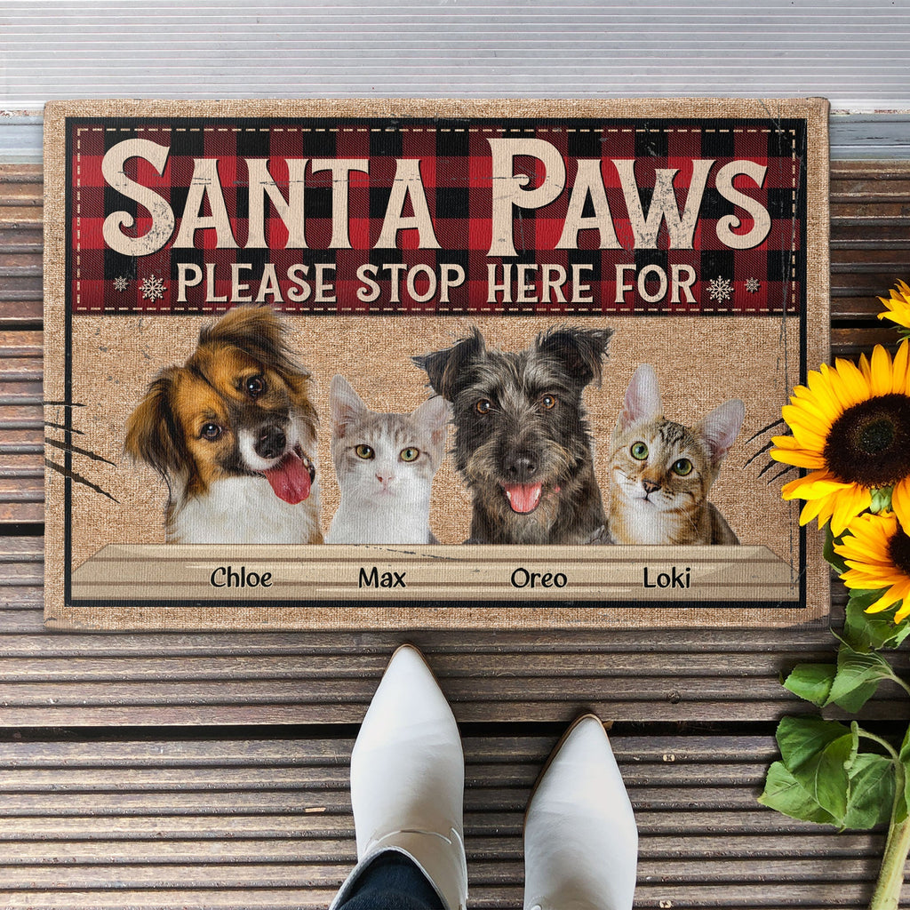 Santa Paws Please Stop Here For - Personalized Photo Doormat