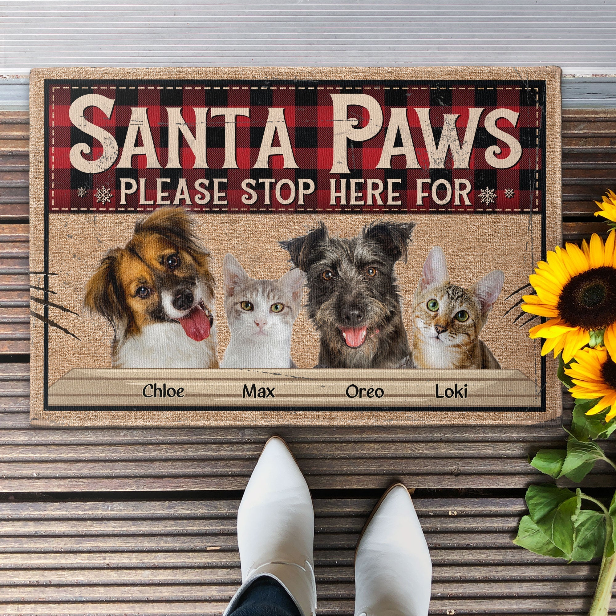 Santa Paws Please Stop Here For - Personalized Photo Doormat