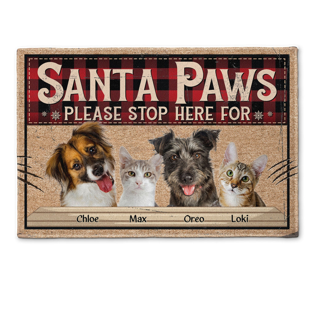 Santa Paws Please Stop Here For - Personalized Photo Doormat