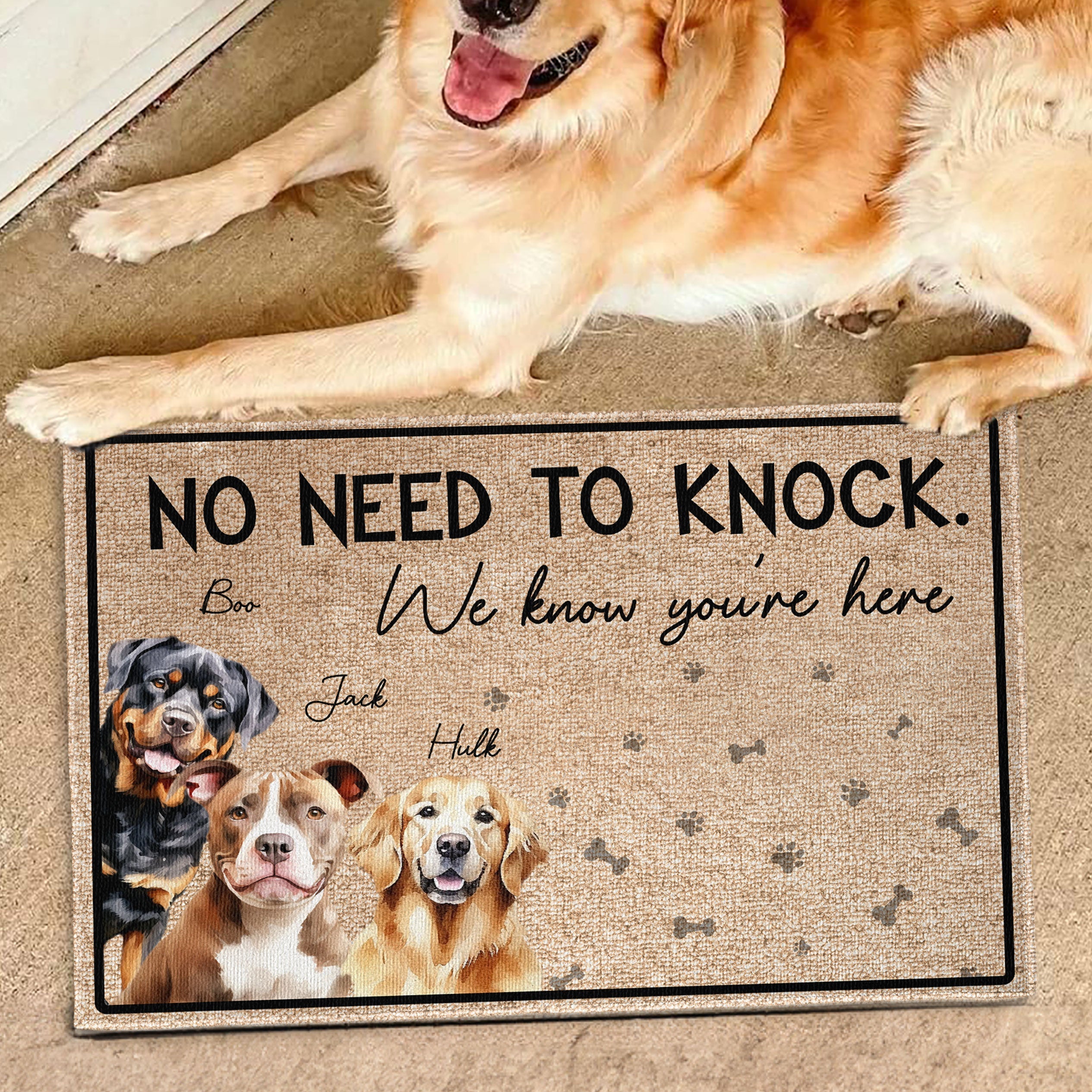 The Dogs Know You Are Here - Personalized Doormat
