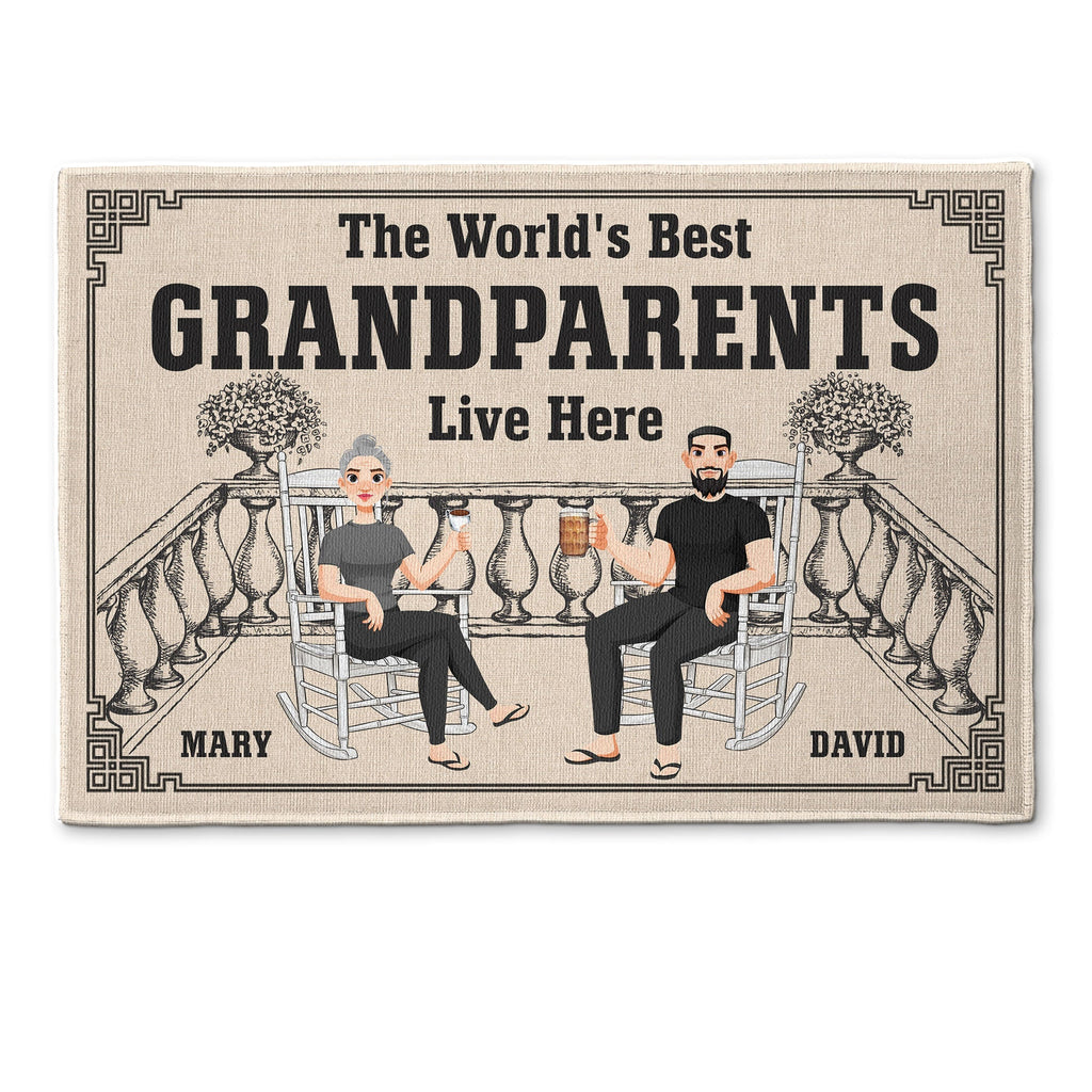 The World'S Best Grandparents Live Here - Personalized Doormat