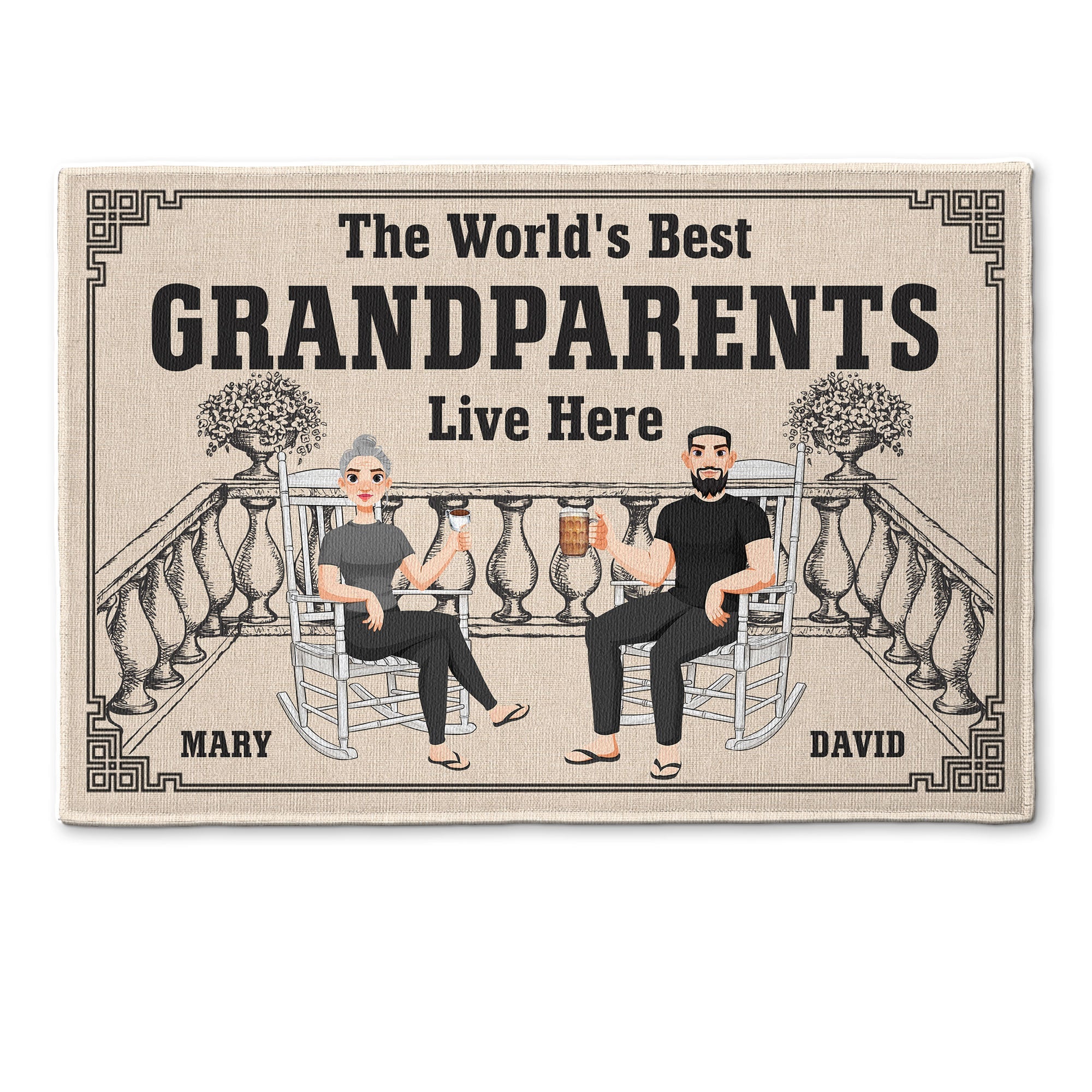 The World'S Best Grandparents Live Here - Personalized Doormat