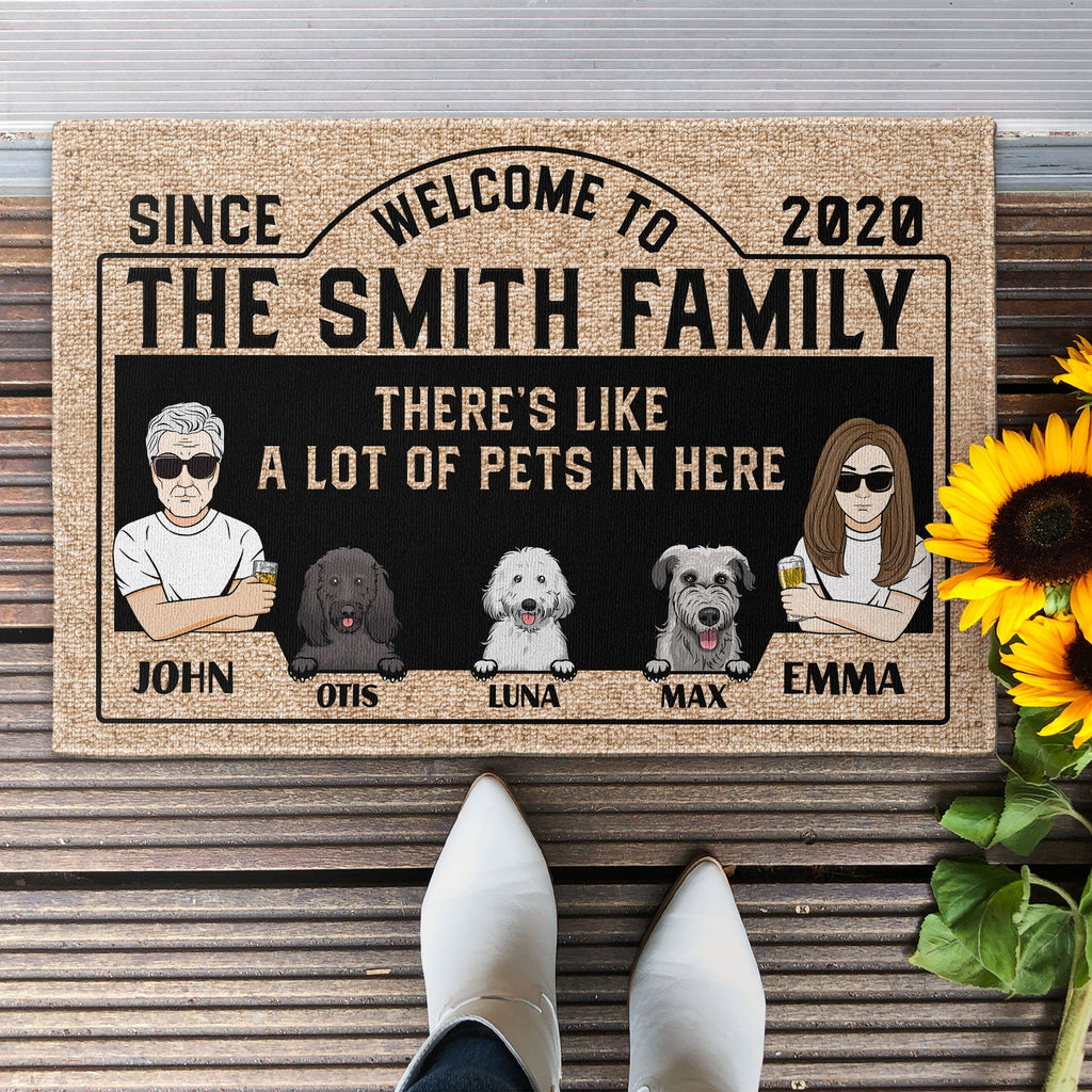 Father's Day Gifts, There's Like A Lot Of Pets In Here - Personalized Doormat