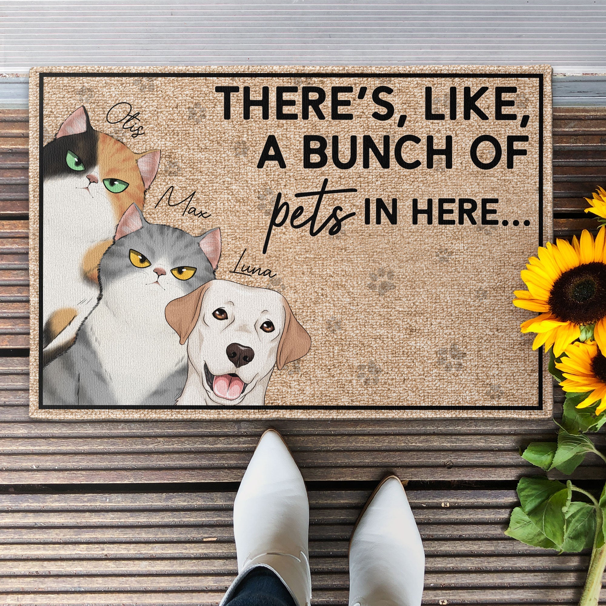 There's, Like, A Bunch Of Pets In Here - Personalized Doormat