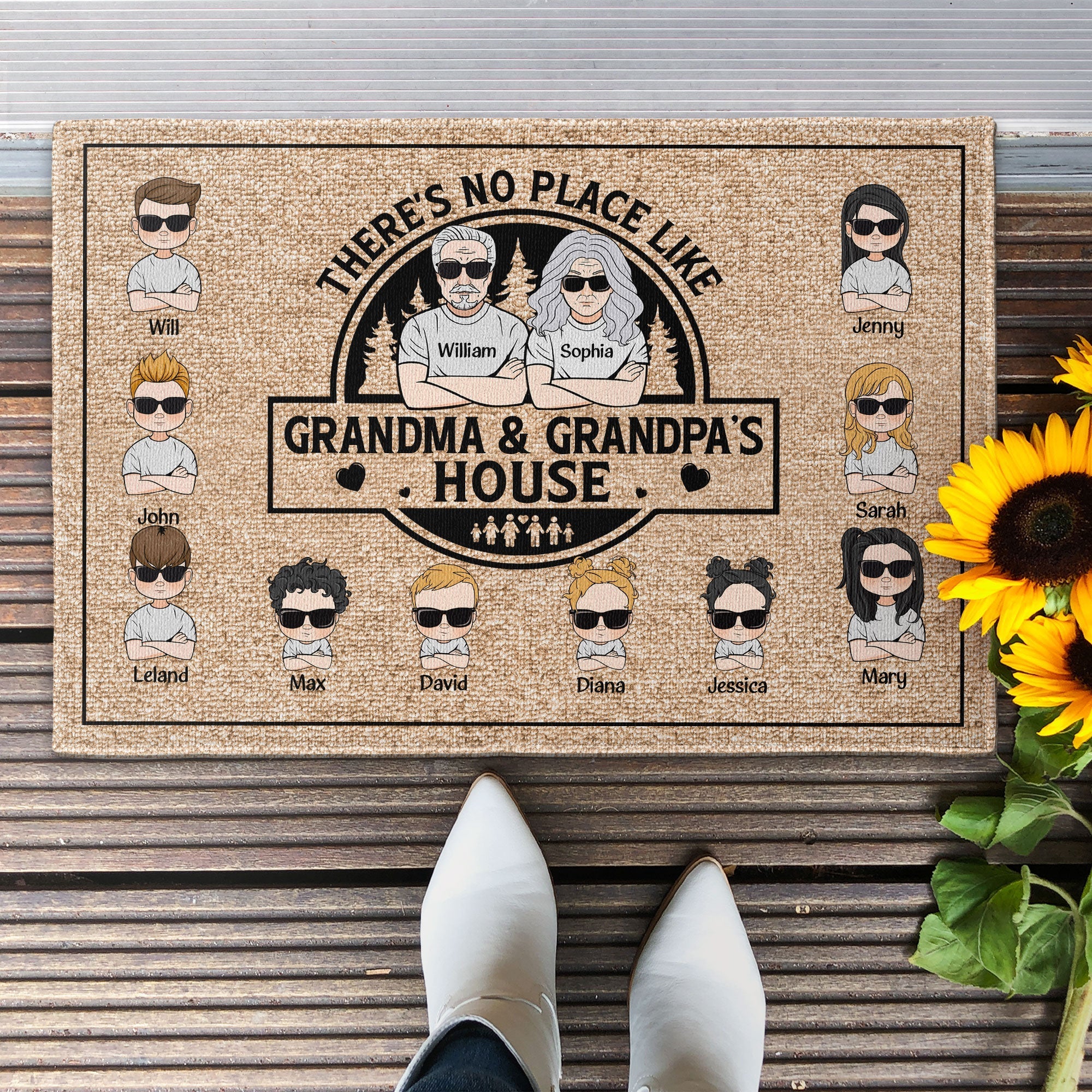 There's No Place Like Grandma Grandpa's House - Personalized Doormat - Home Decor Gift For Grandma, Grandma - Gift For Parents