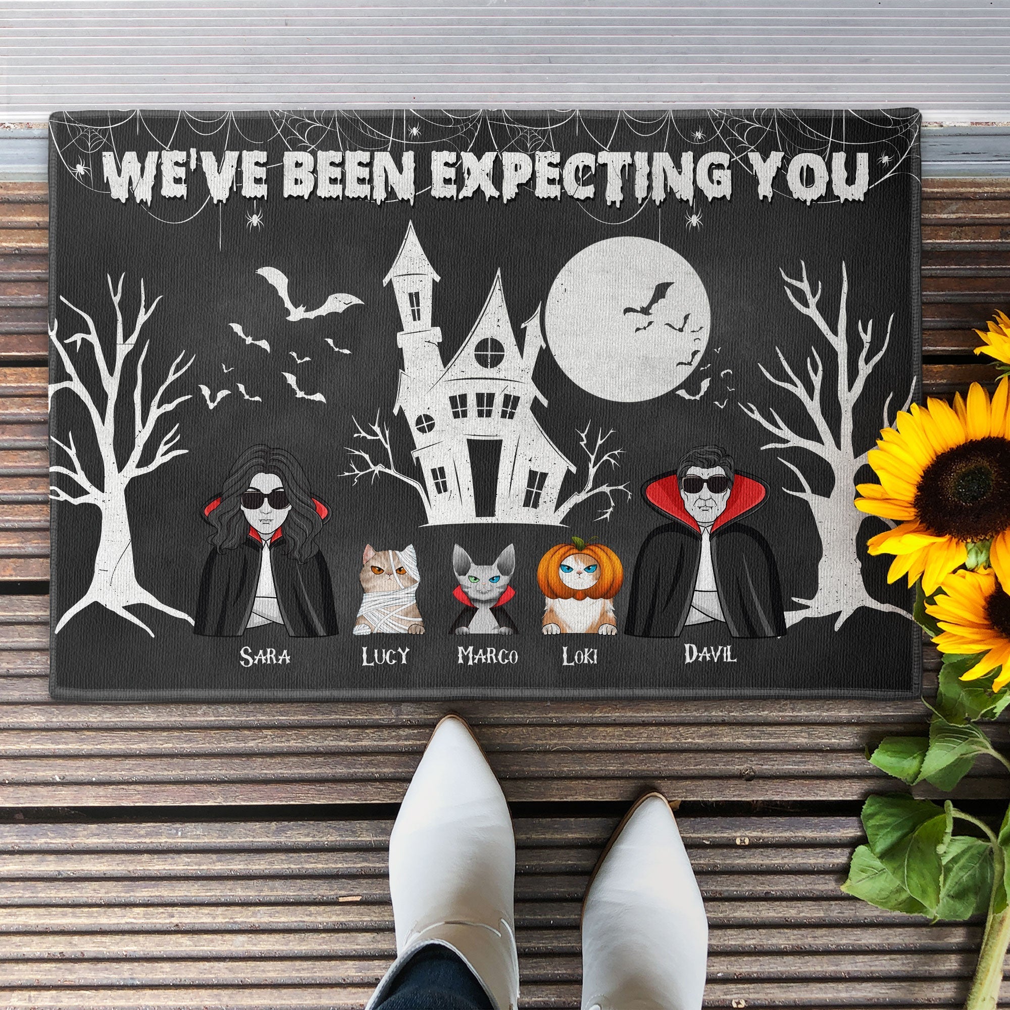 We've Been Expecting You - Personalized Doormat - Halloween, Home Decor Gift For Family, Dad, Mom, Halloween Decor, Cat Lovers, Cat Owners