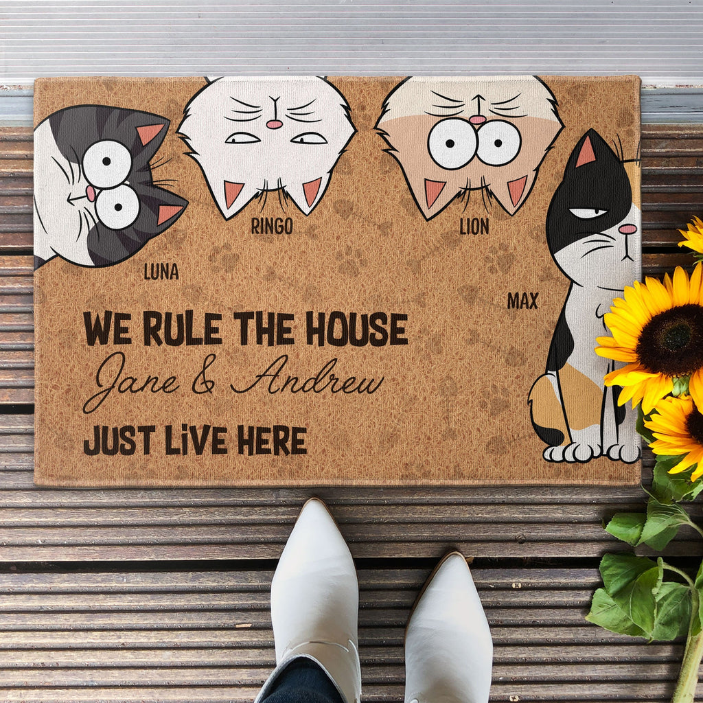 We're In Charge Here We Rule The House Cats - Personalized Doormat