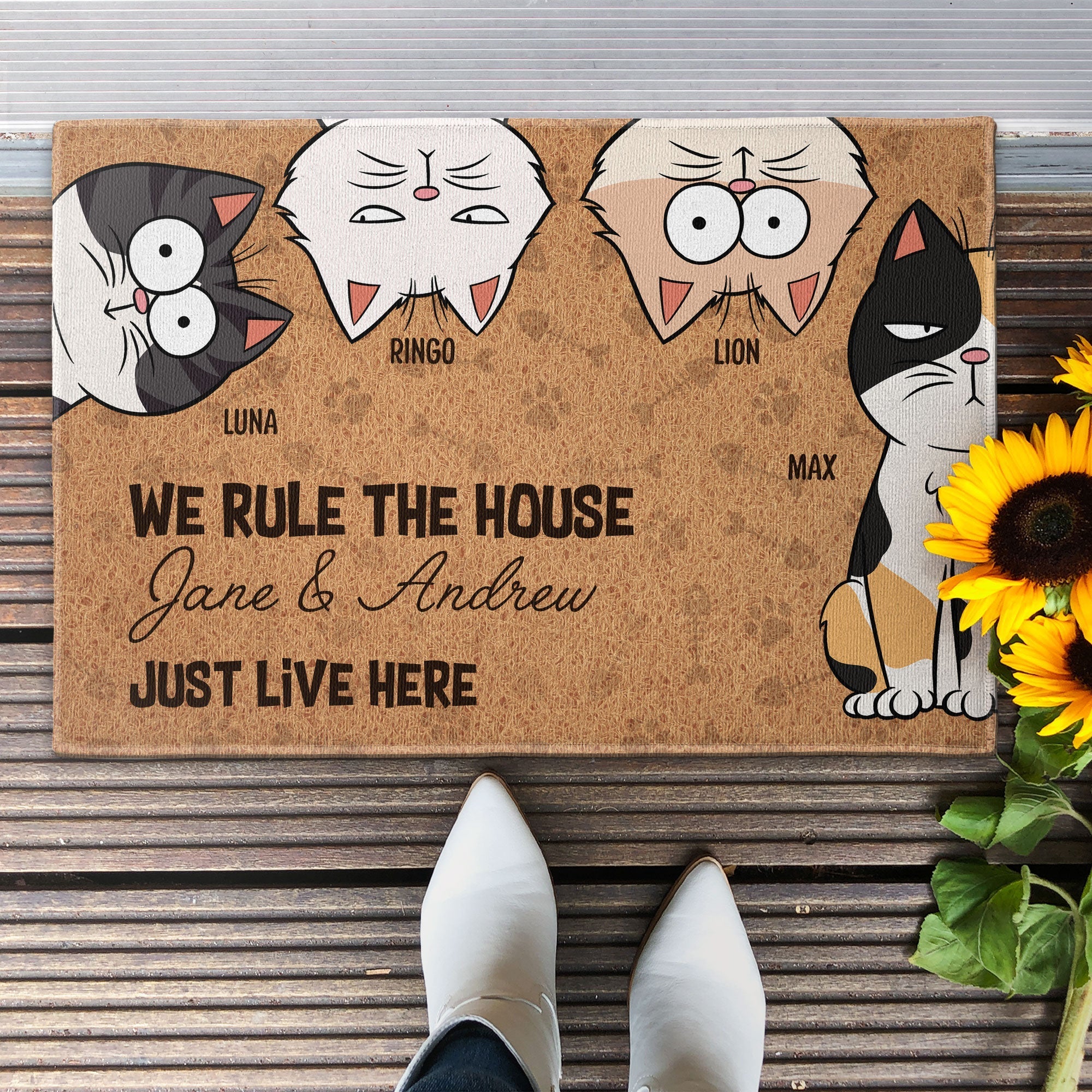 We're In Charge Here We Rule The House Cats - Personalized Doormat