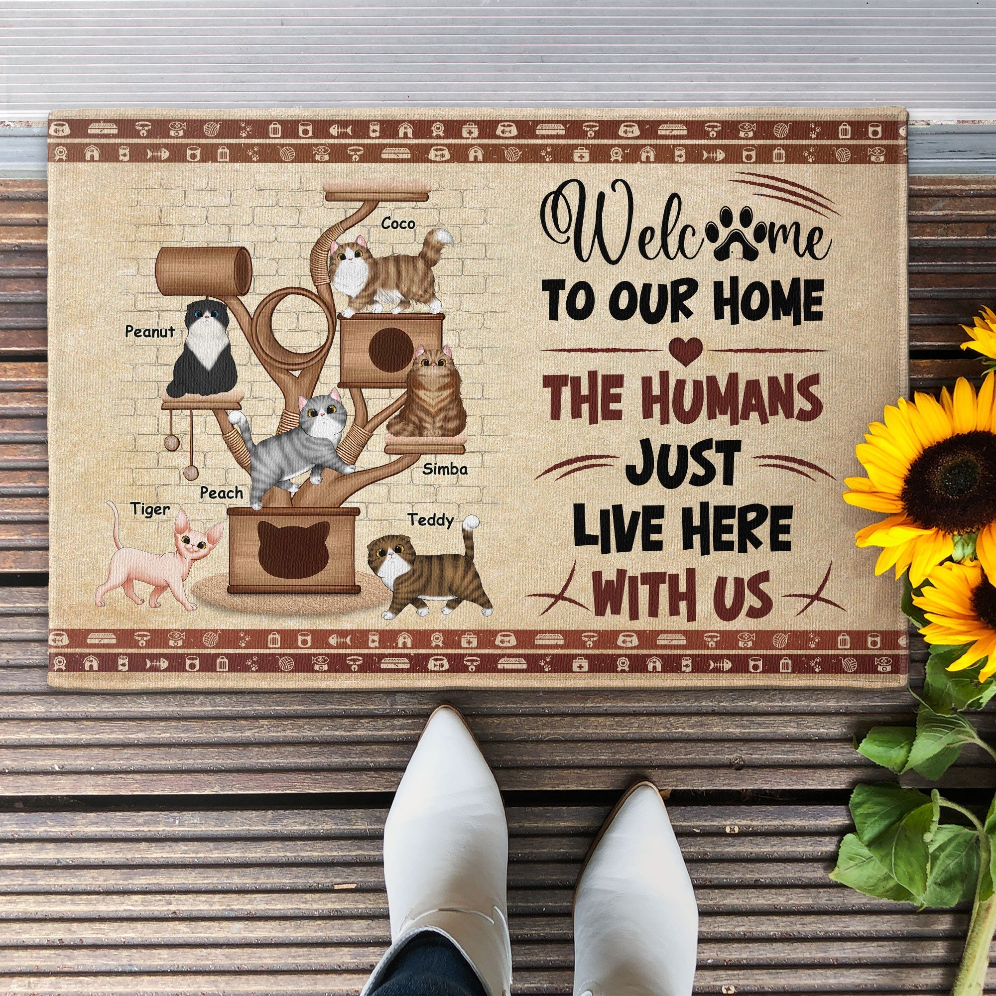 Welcome To Cat's Home - Personalized Doormat - Funny Gift For Family, Cat Lovers, Cat Owner, Porch Decoration, Funny Seasonal Decor