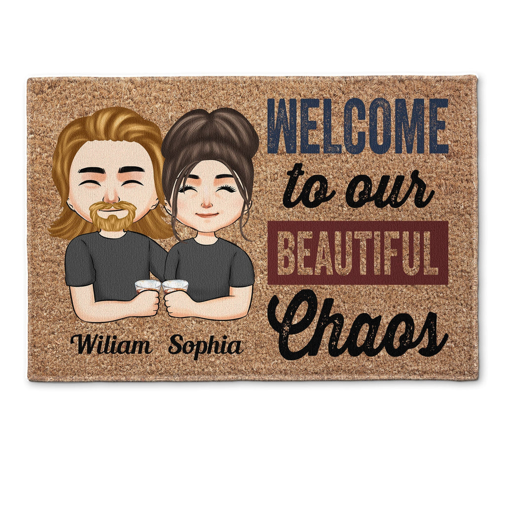 Welcome To Our Beatiful Chaos - Personalized Doormat - Welcome Mat, Funny Gift For Family