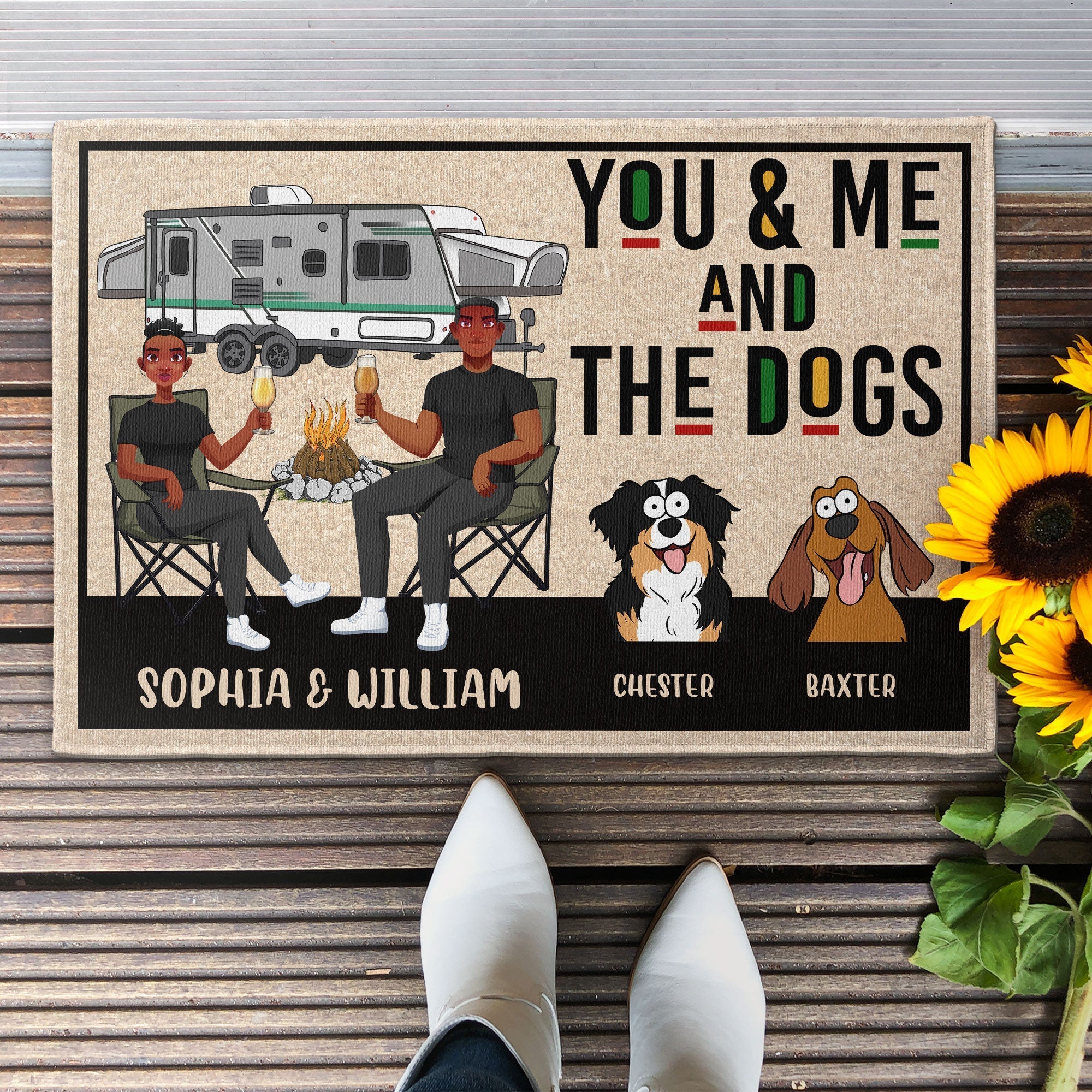 You Me And The Dogs - Personalized Doormat