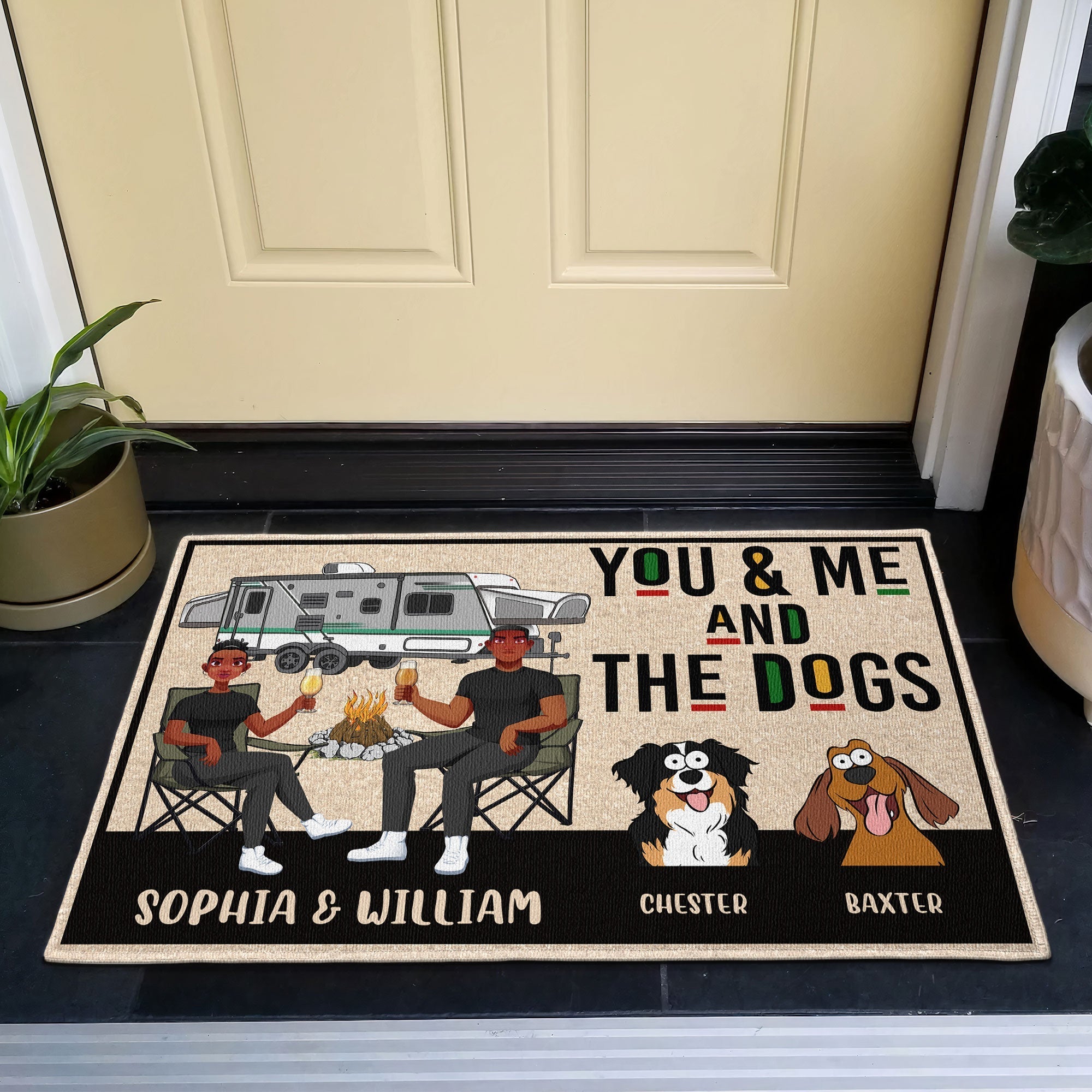 You Me And The Dogs - Personalized Doormat