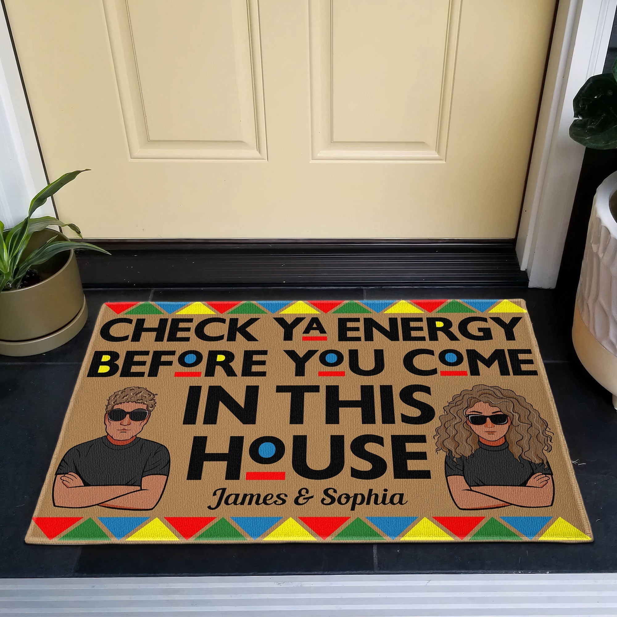 Check Ya Energy - Personalized Doormat - Birthday Gift For Her, Him, Family Members
